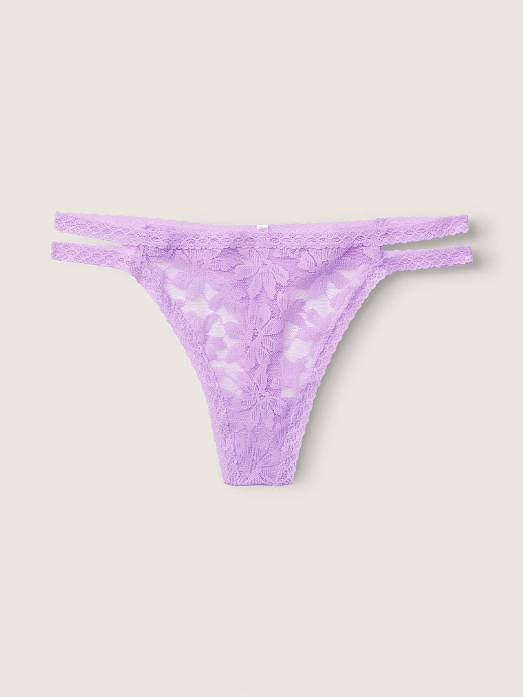 Petal Purple Strappy Lace Thong Knickers - Image 1 of 2