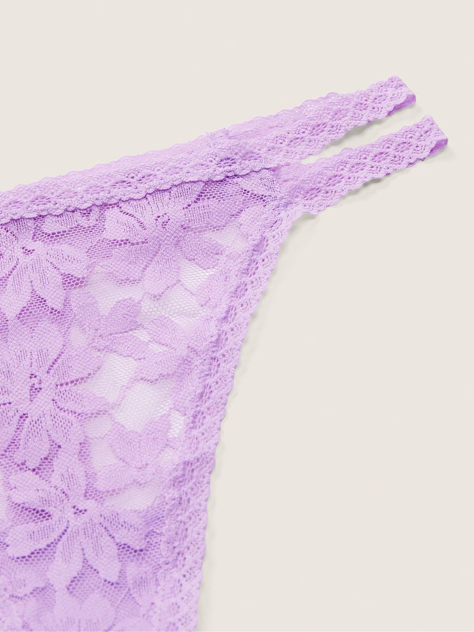 Petal Purple Strappy Lace Thong Knickers - Image 2 of 2