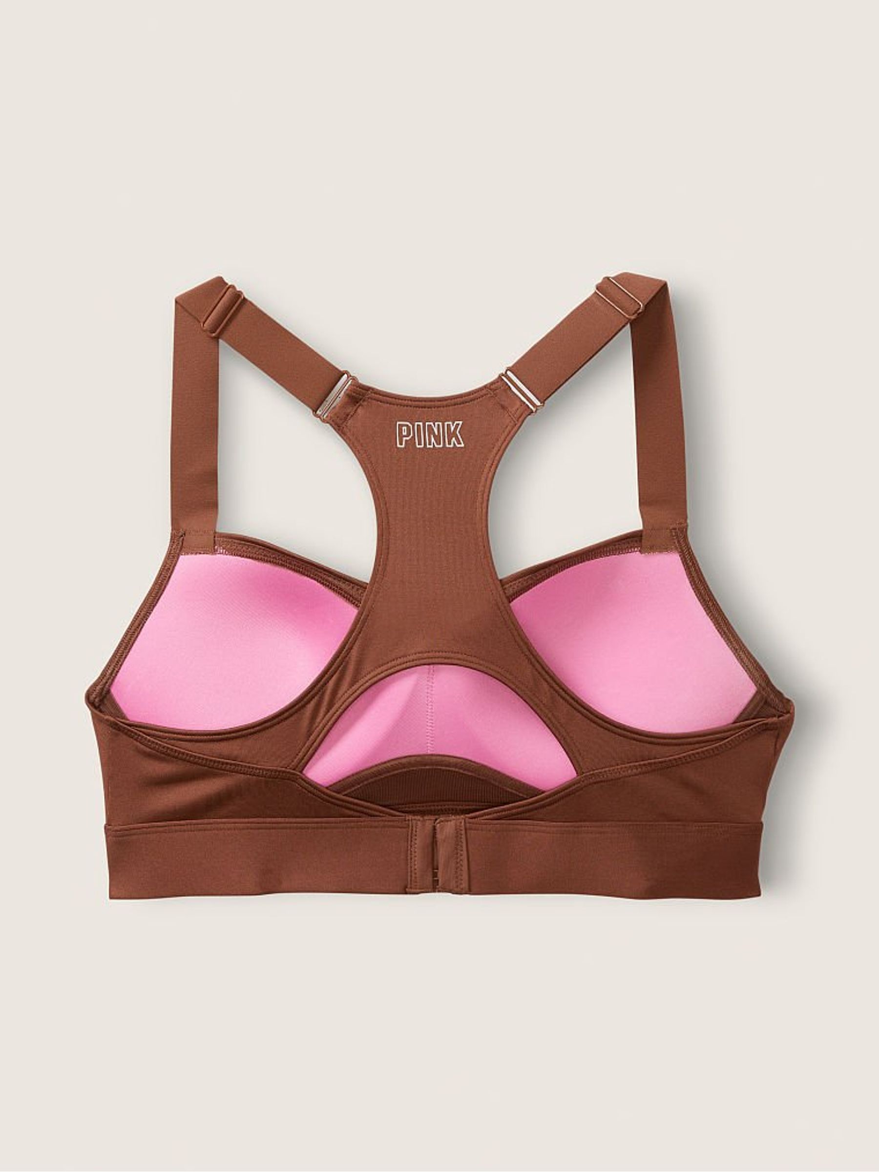 Soft Cappuccino Brown Medium Impact Push Up Sports Bra - Image 4 of 5