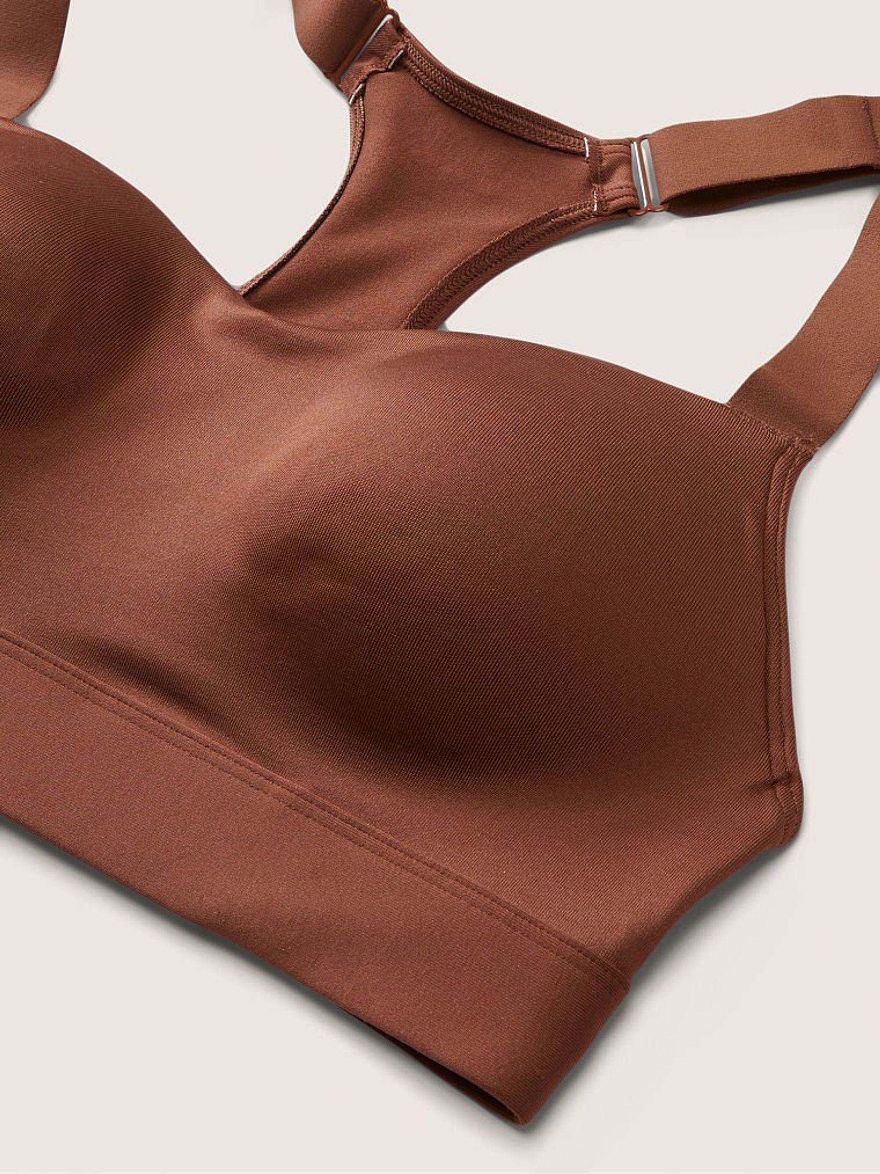 Soft Cappuccino Brown Medium Impact Push Up Sports Bra - Image 5 of 5