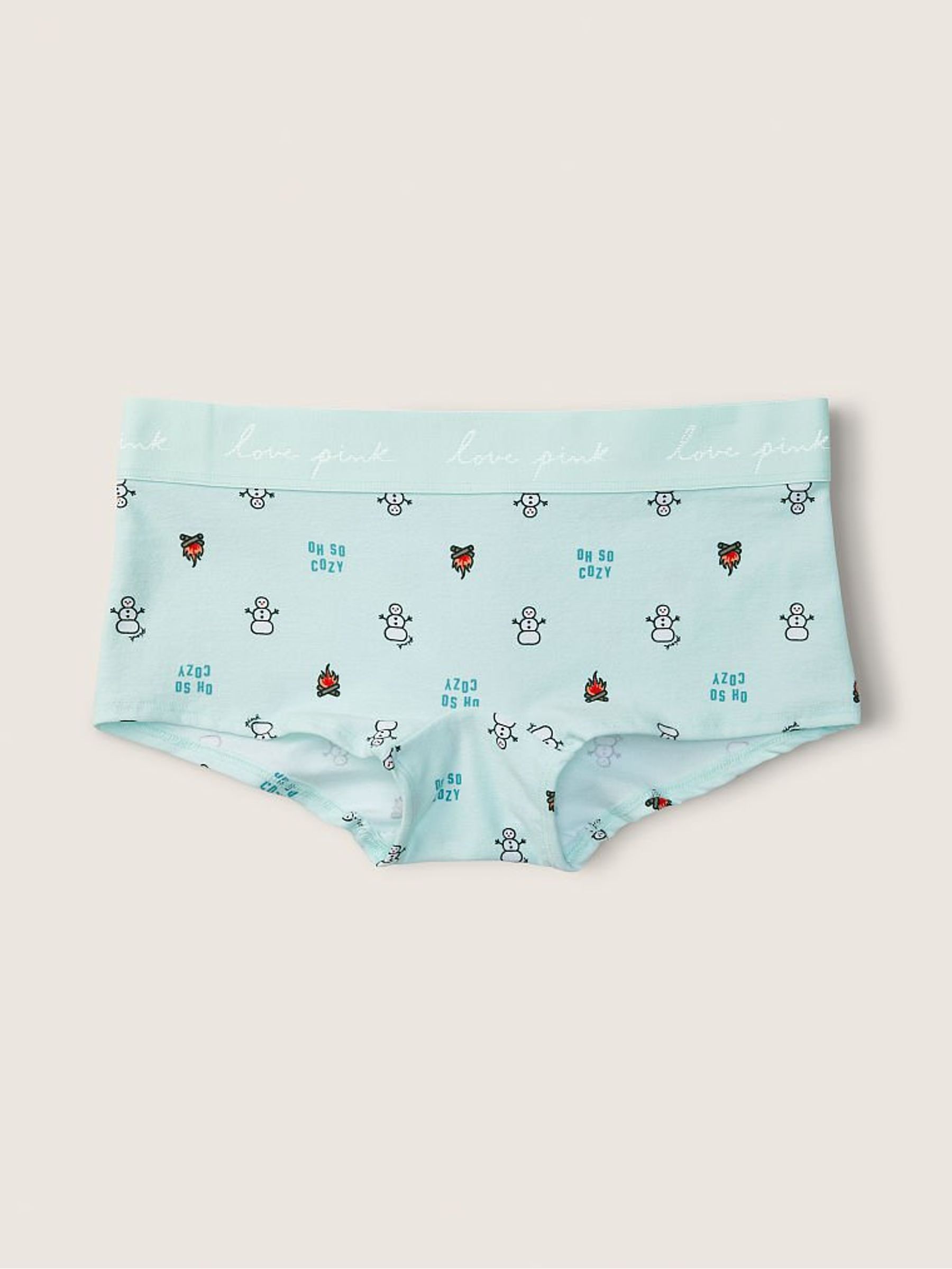 Glass Blue Christmas Print Cotton Logo Short Knicker - Image 1 of 1 Glass Blue Christmas Print Cotton Logo Short Knicker - Image 1 of 1