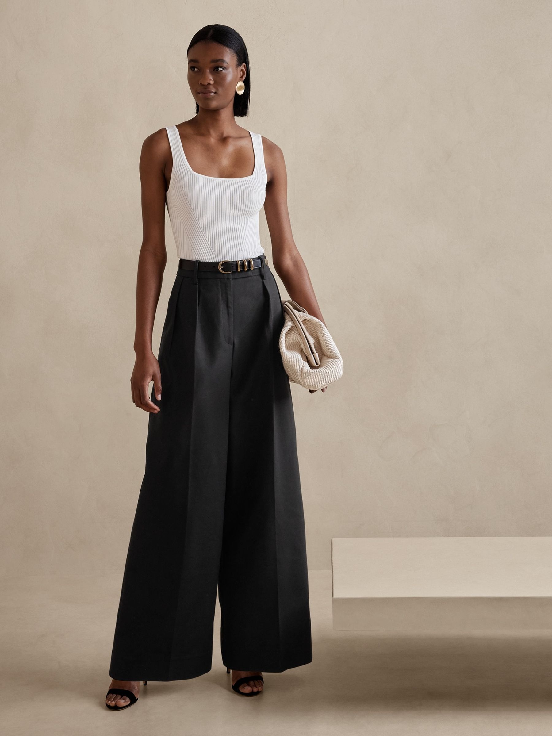 Banana Republic Black Cruise Wide Leg Trousers | Gap