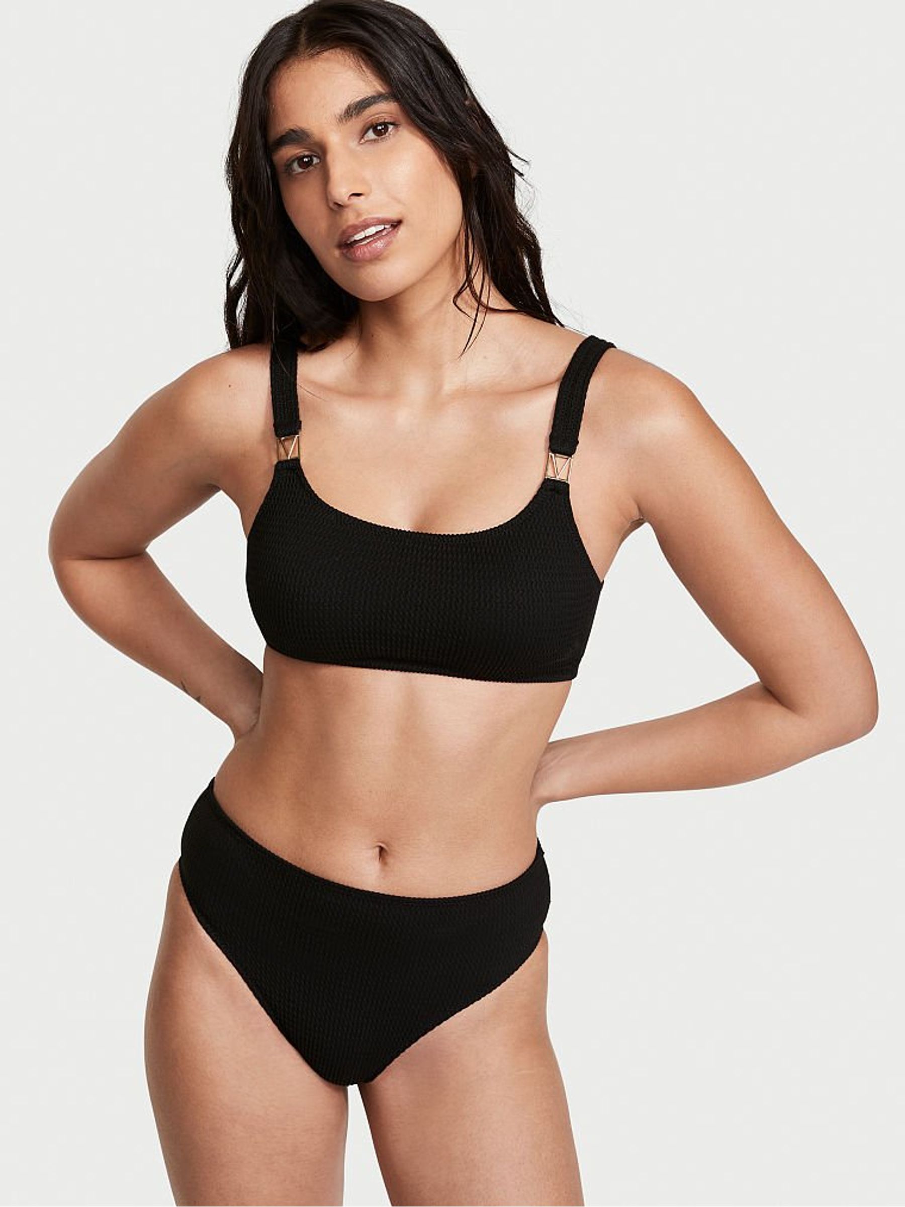Black High Waist Bikini Bottom - Image 1 of 4