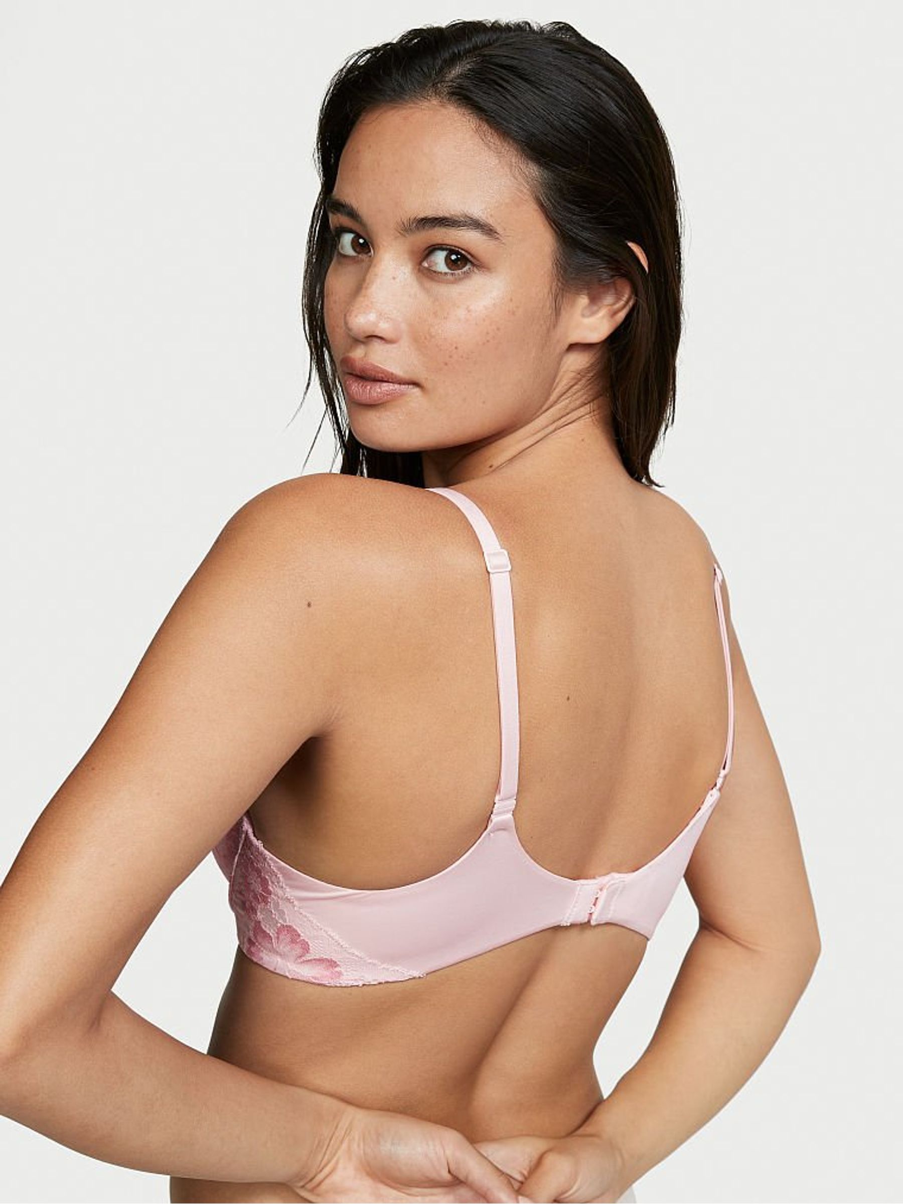 Purest Pink Lace Trim Push Up Bra - Image 2 of 3