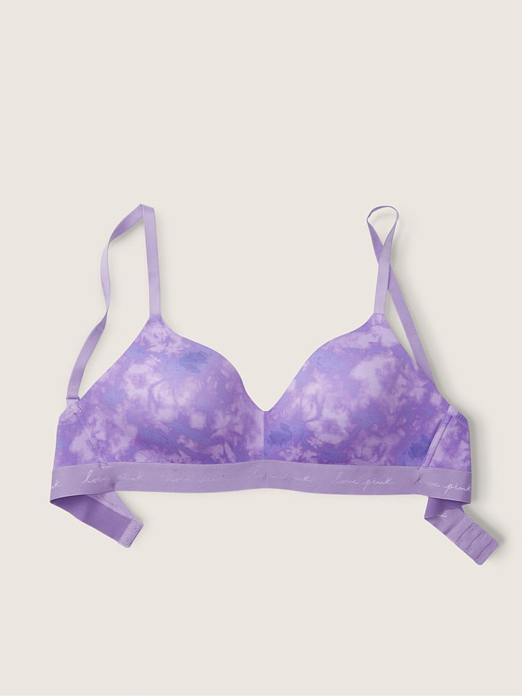 Tie Dye Chalk Violet Purple Smooth Lightly Lined Non Wired T-Shirt Bra - Image 3 of 4