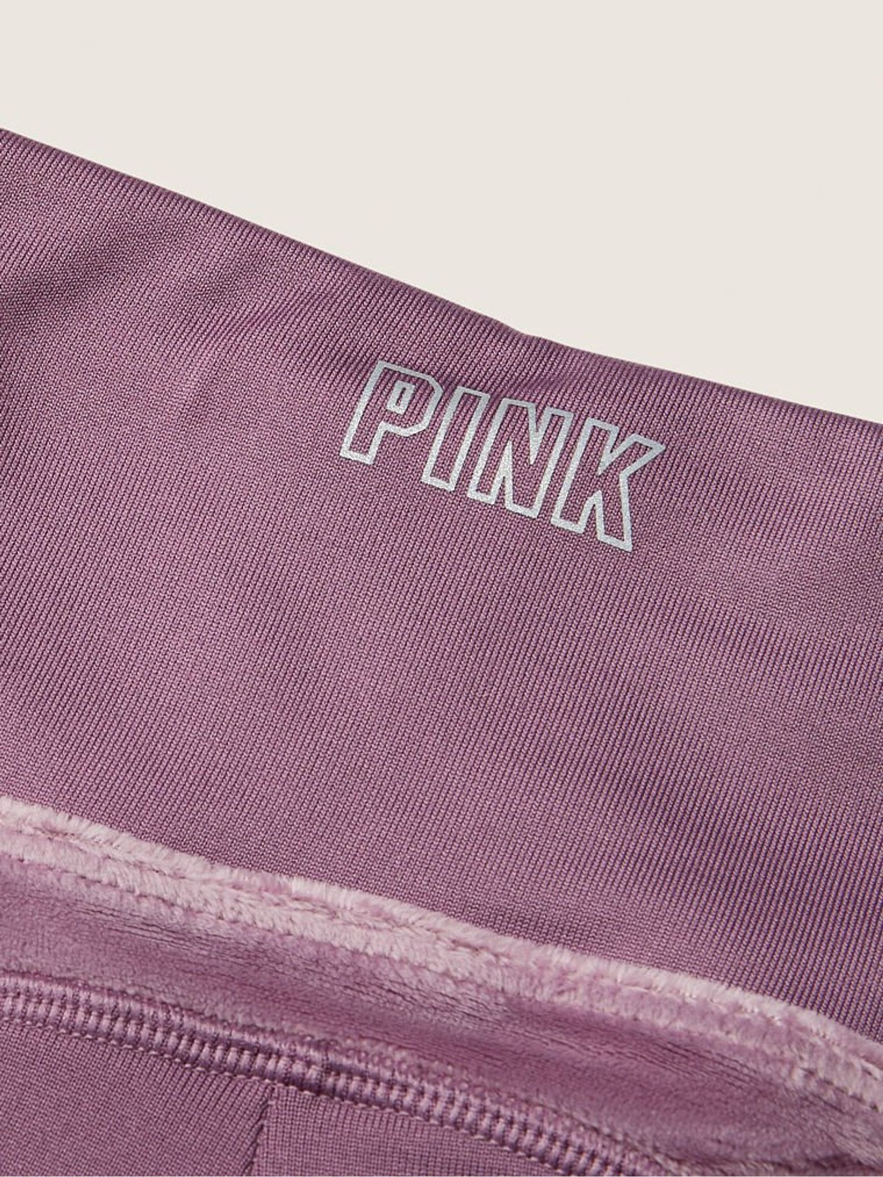 Mauve Ice With Velour Piecing Varsity High Waist Full Length Winter Legging - Image 4 of 4