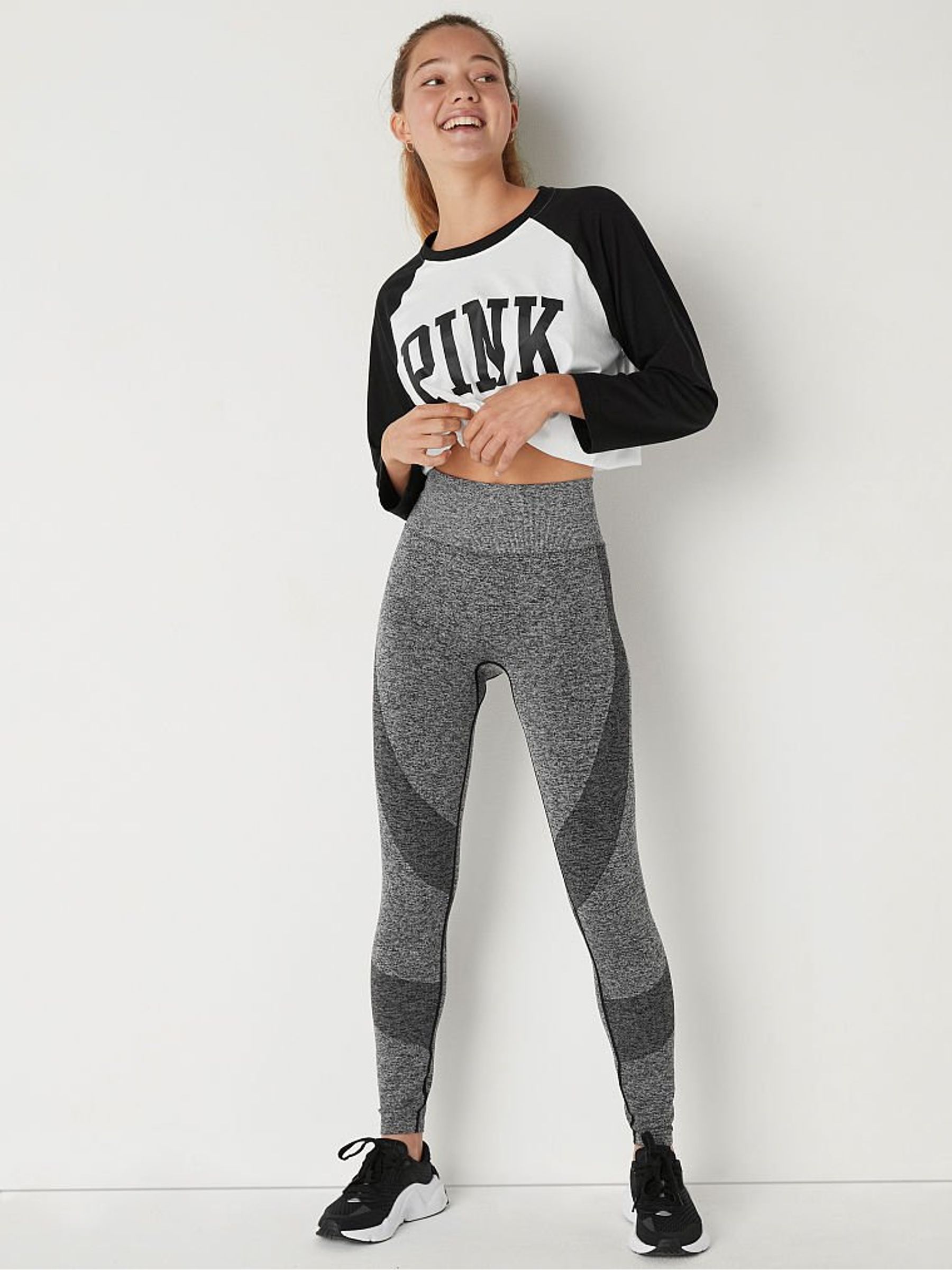 Grey Marl Seamless High Waist Full Length Workout Tight - Image 1 of 4