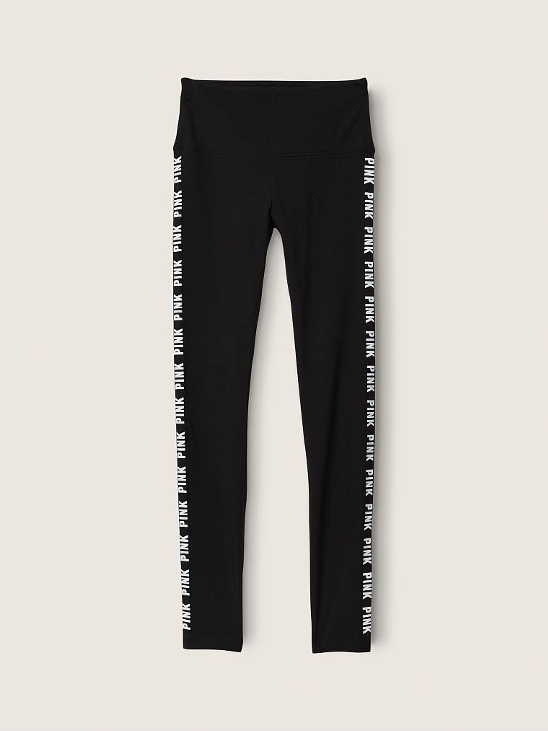 Pure Black With White Ticking Cotton High Waist Legging in Full Length - Image 3 of 4