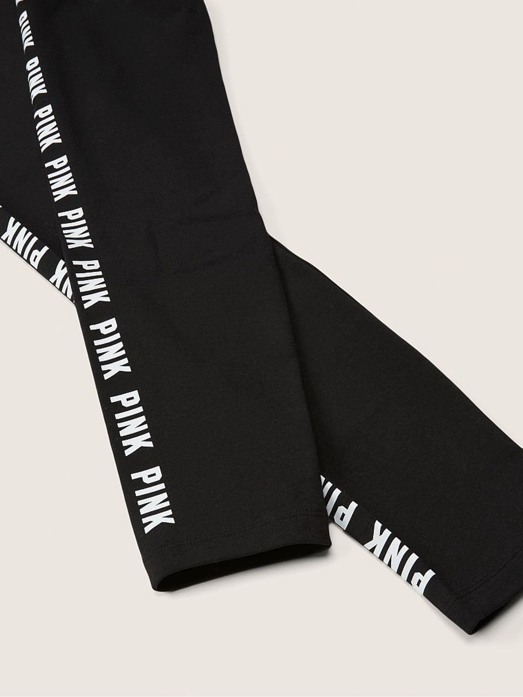 Pure Black With White Ticking Cotton High Waist Legging in Full Length - Image 4 of 4
