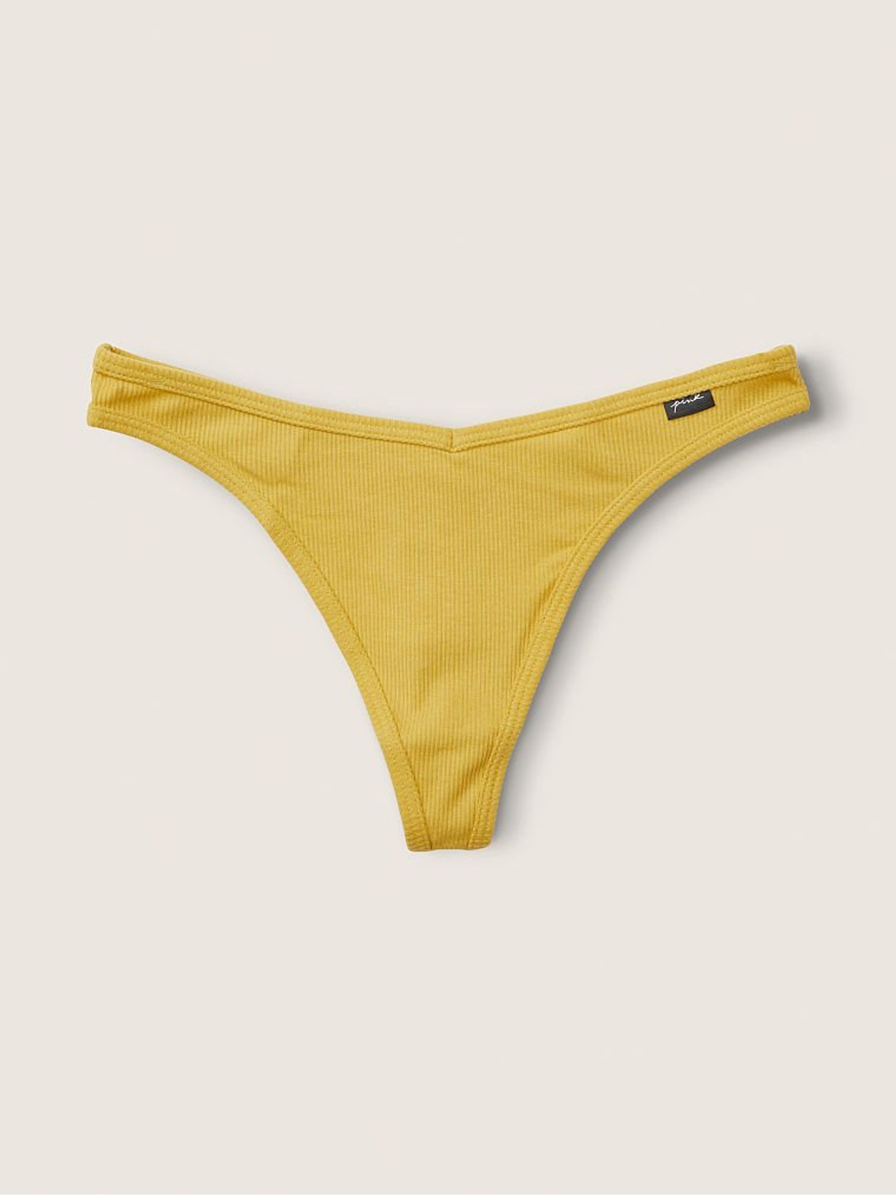 Golden Pear Yellow Cotton Thong Knickers - Image 1 of 2
