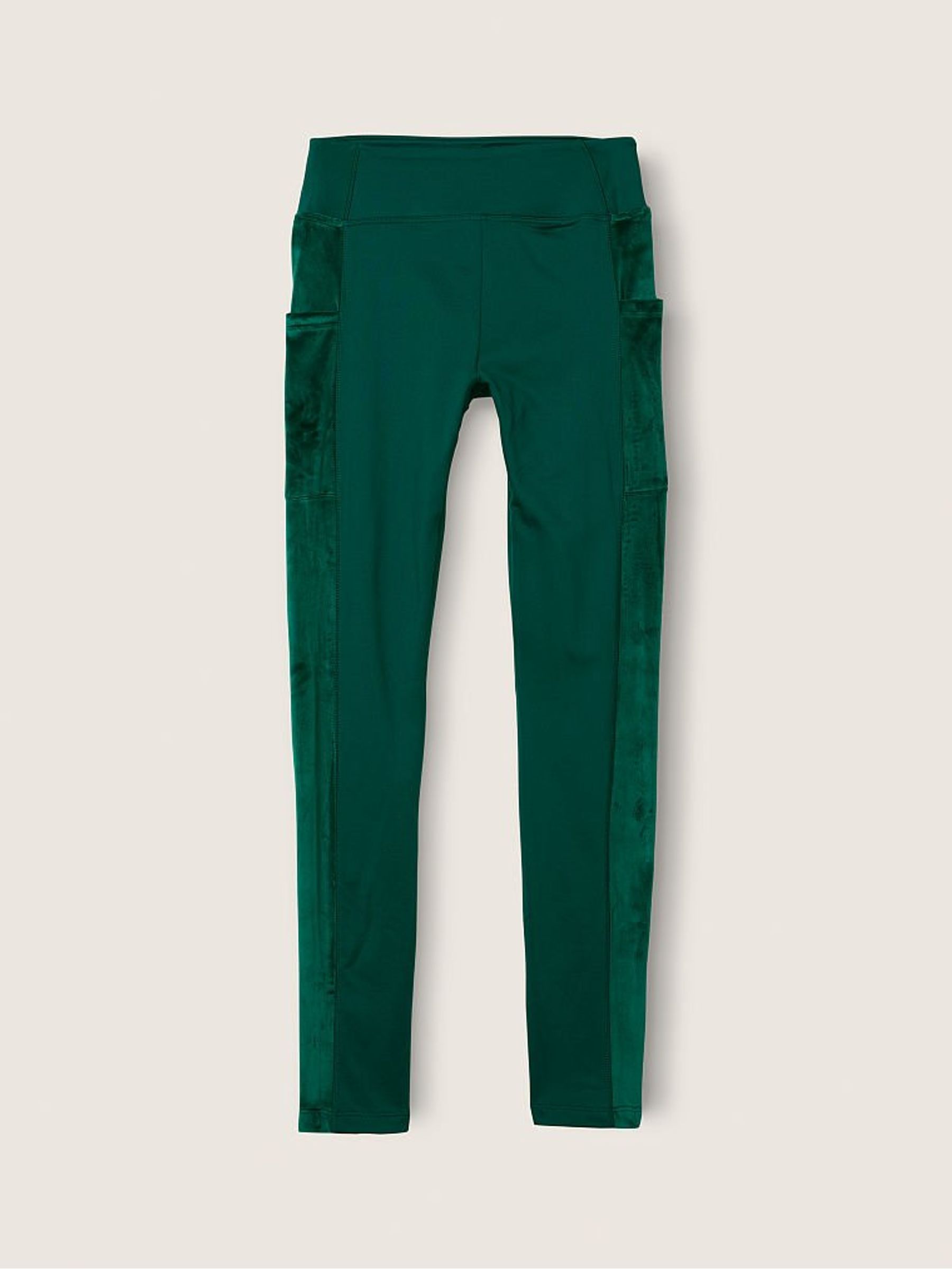 Dark Garden With Velour Piecing Varsity High Waist Full Length Winter Legging - Image 1 of 2