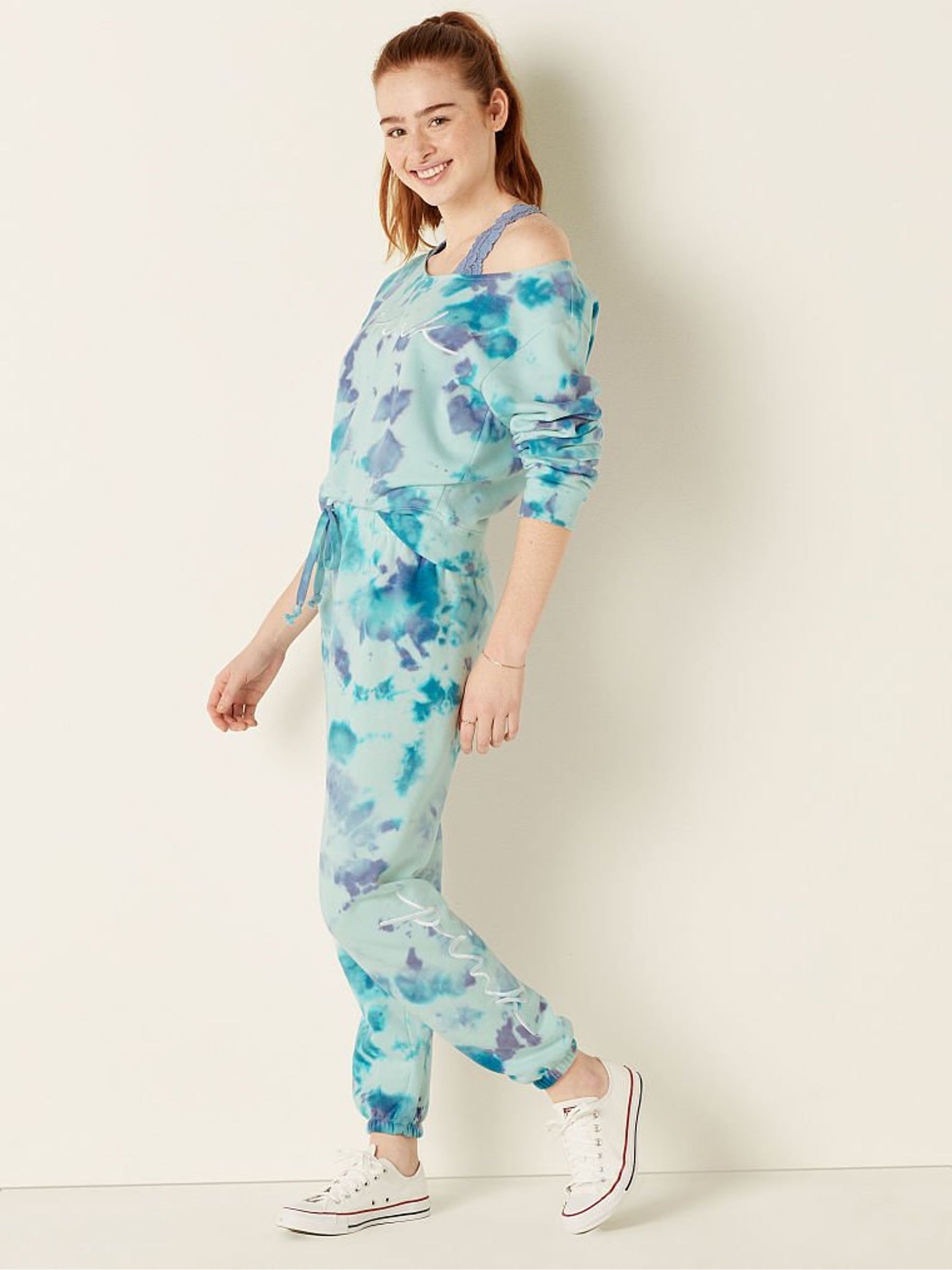 Blue Glass With Dusty Periwinkle Tie Dye Everyday Lounge Classic Pant - Image 1 of 4