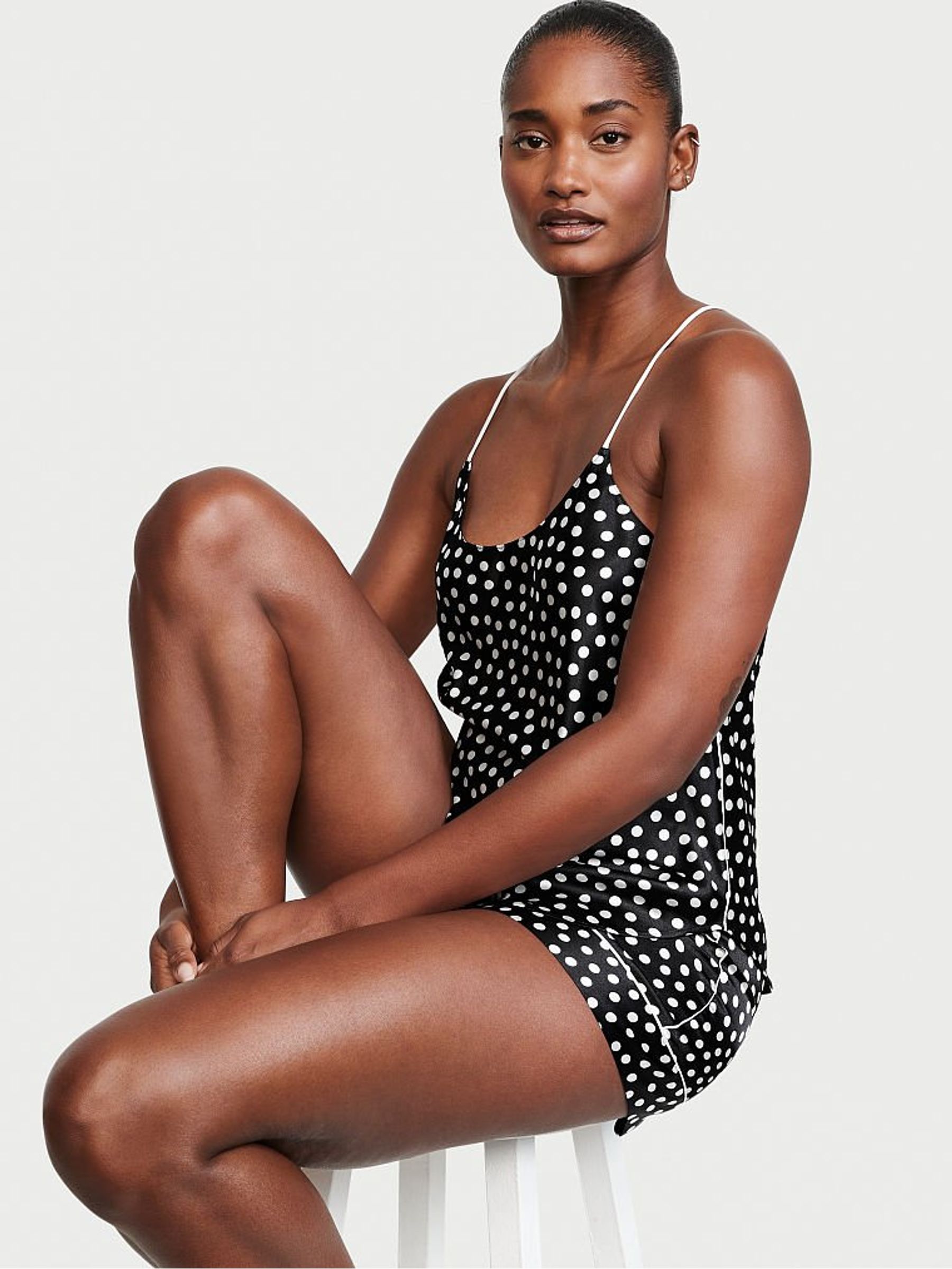 Black Tossed Dots Racerback Satin Cami - Image 3 of 4