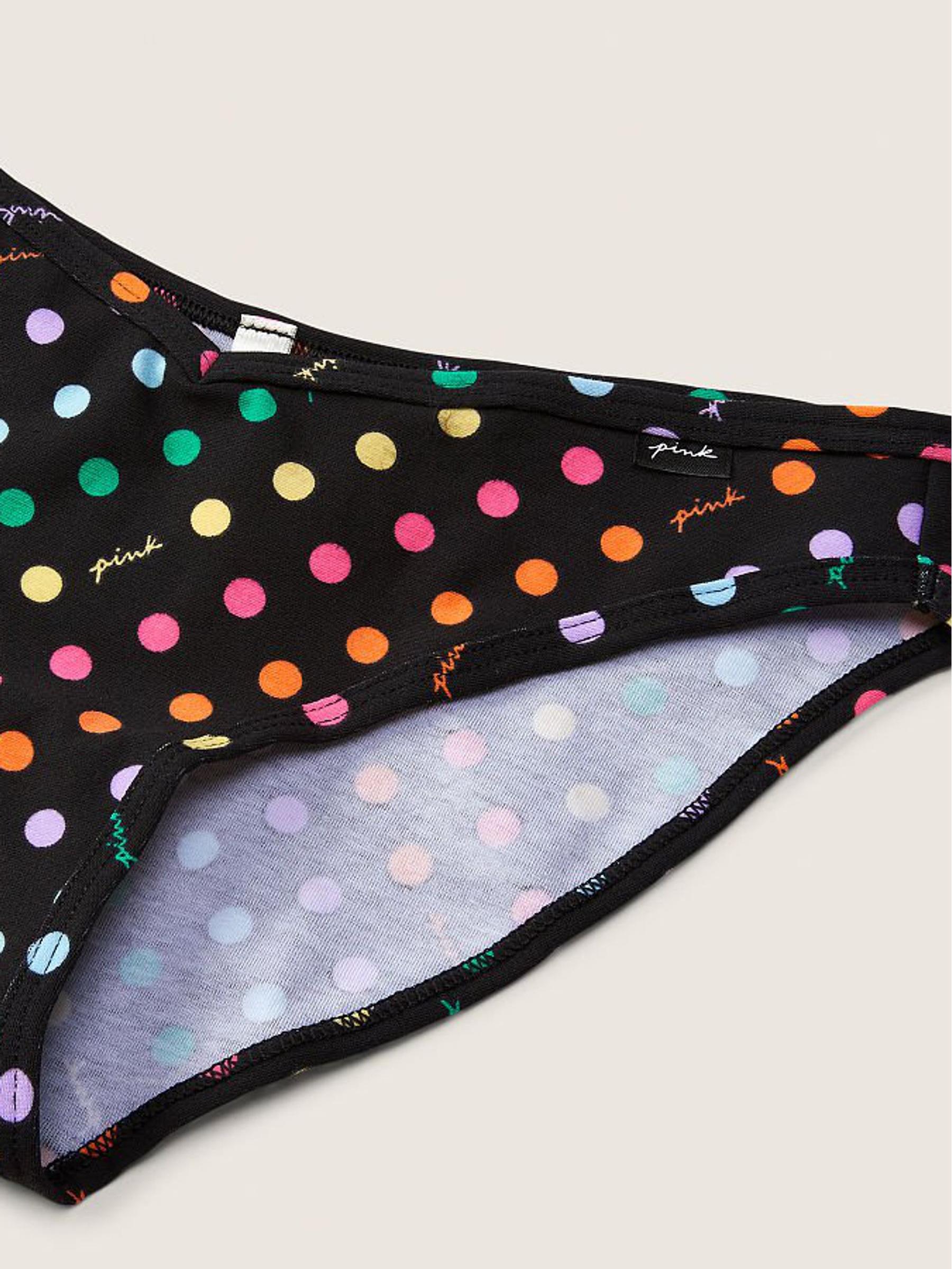 Pure Black Multicolored Dot Print Cotton Bikini Knickers - Image 2 of 2