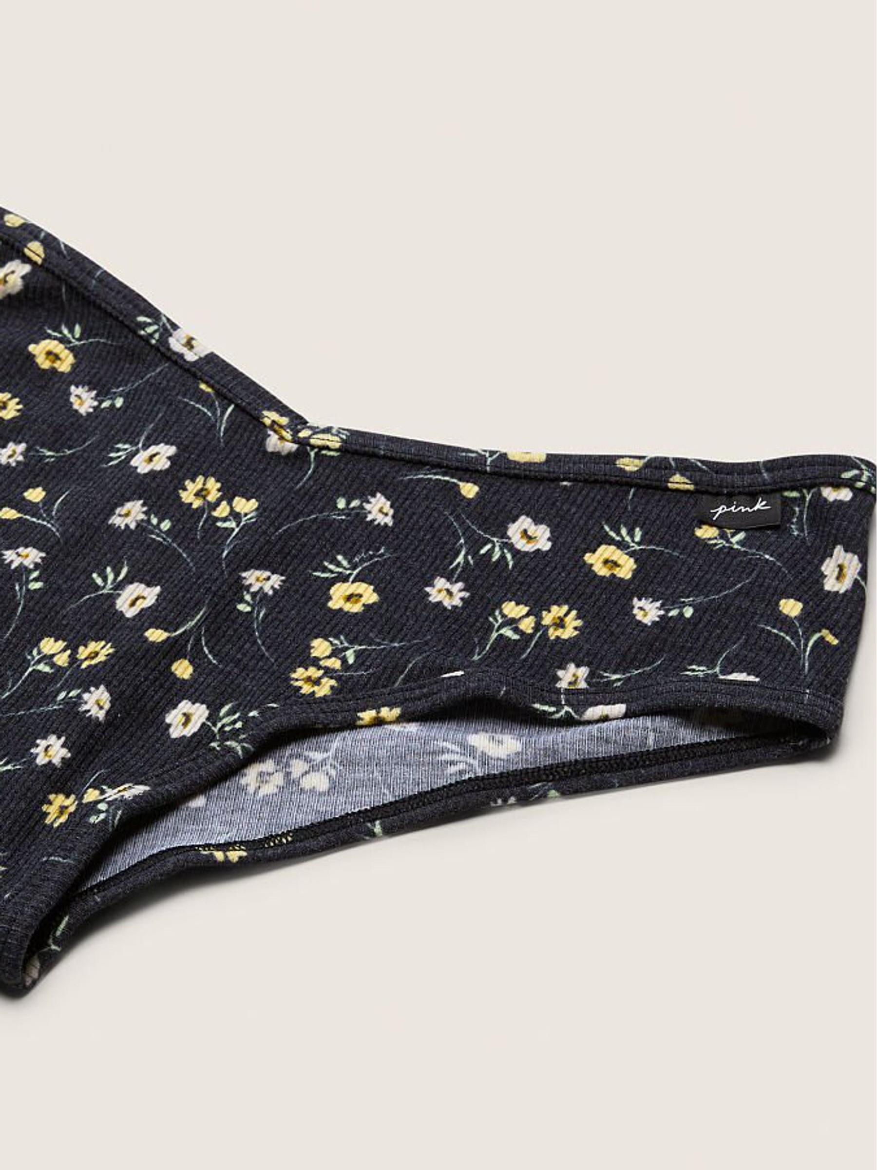Pure Black Floral Print Cotton Cheeky Knickers - Image 2 of 2