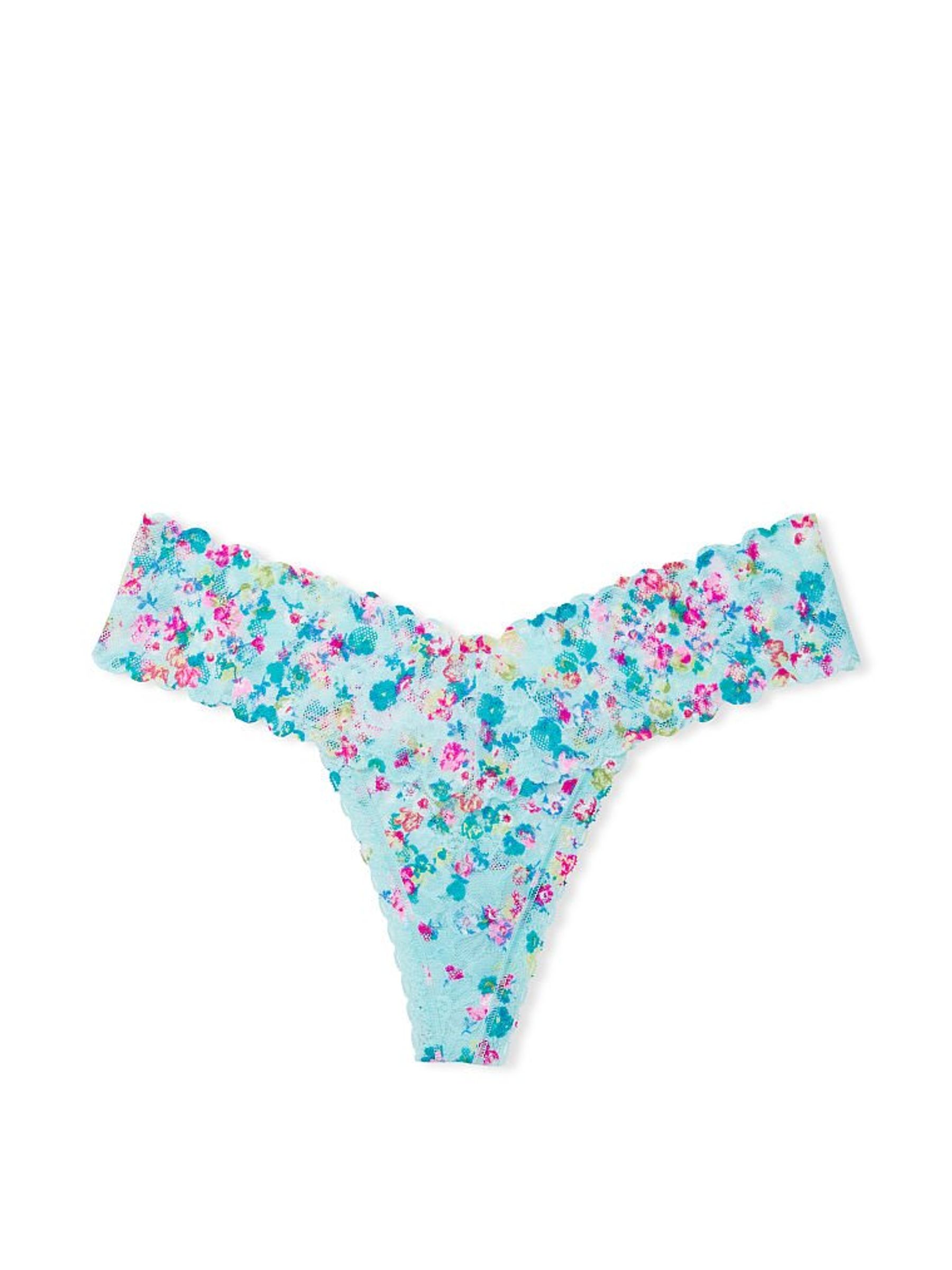 Sea Foam Blue Flower Blossom Lace Thong Panty - Image 1 of 1