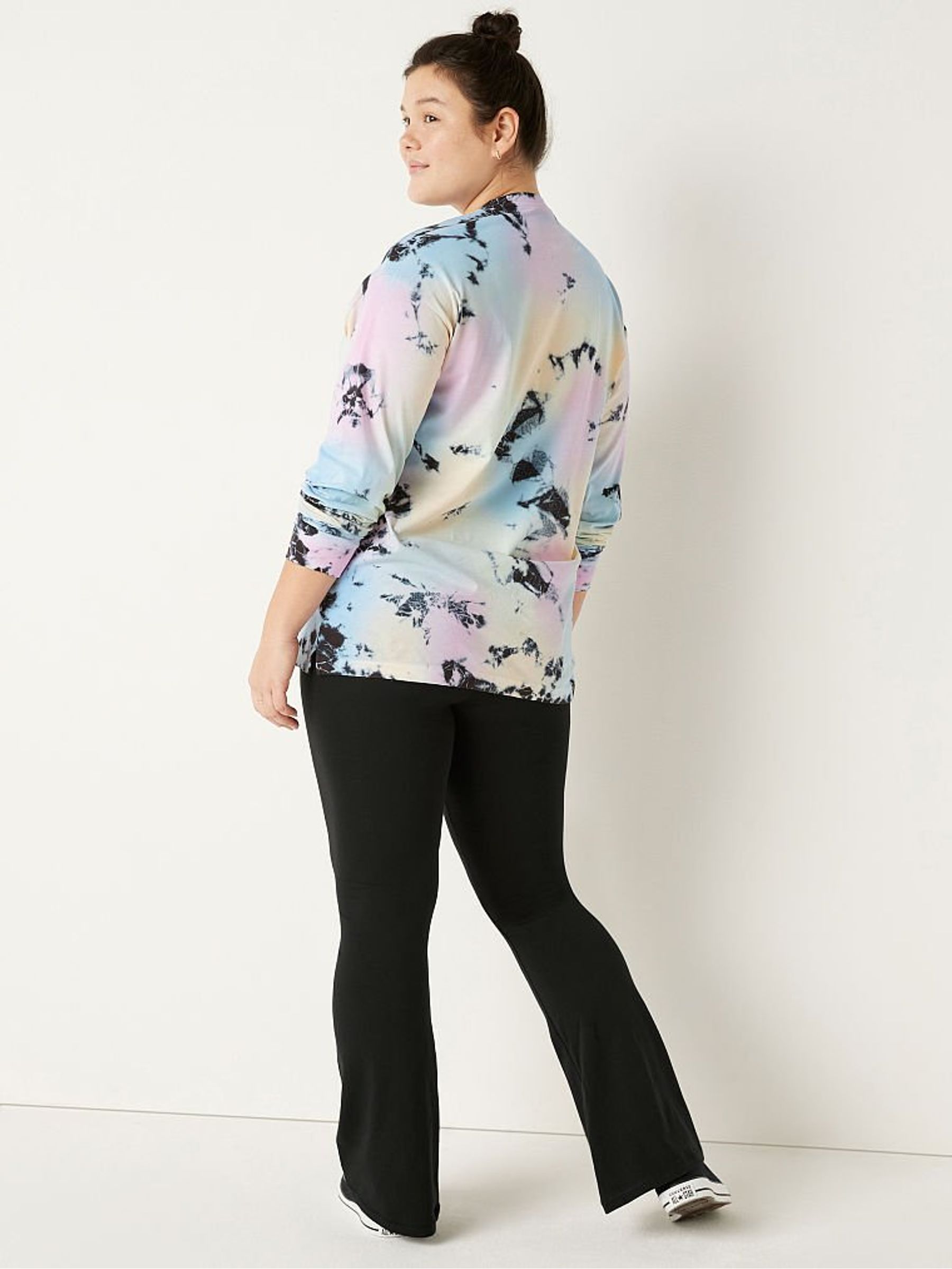 Pure Black Cotton High Waist Full Length V Crossover Flare - Image 2 of 4