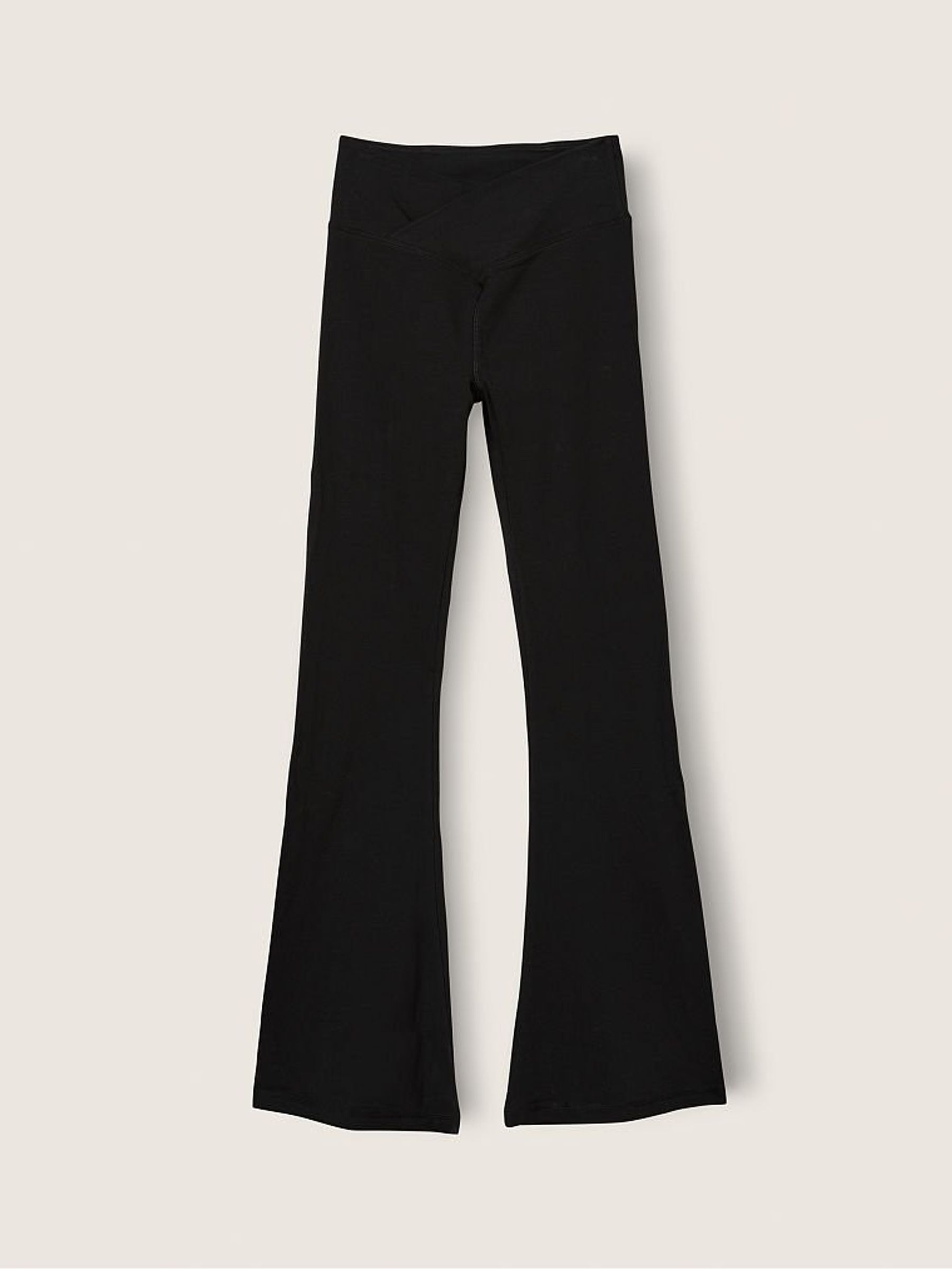 Pure Black Cotton High Waist Full Length V Crossover Flare - Image 3 of 4