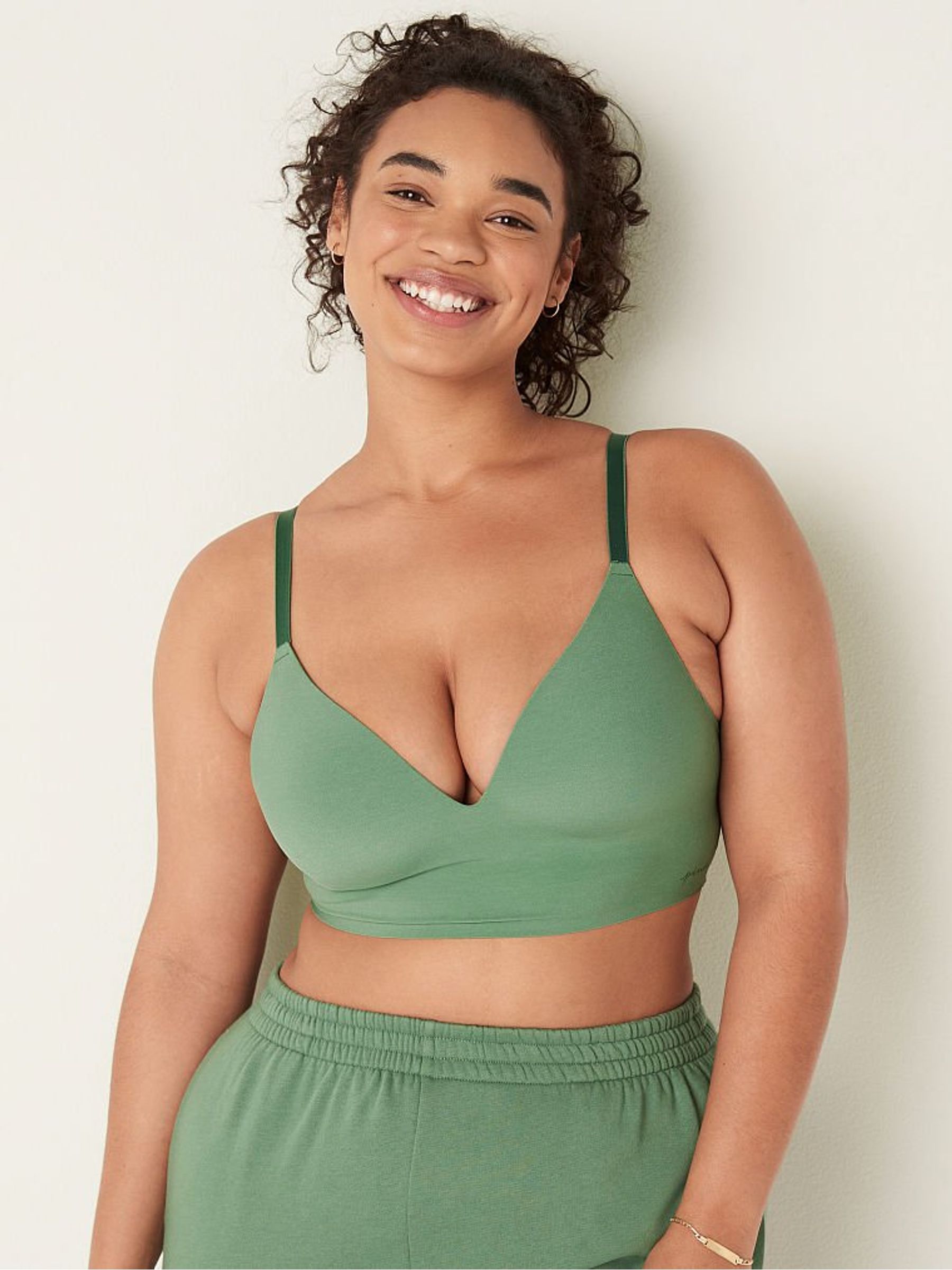 Soft Pine Green Smooth Non Wired Push Up Bralette - Image 1 of 4