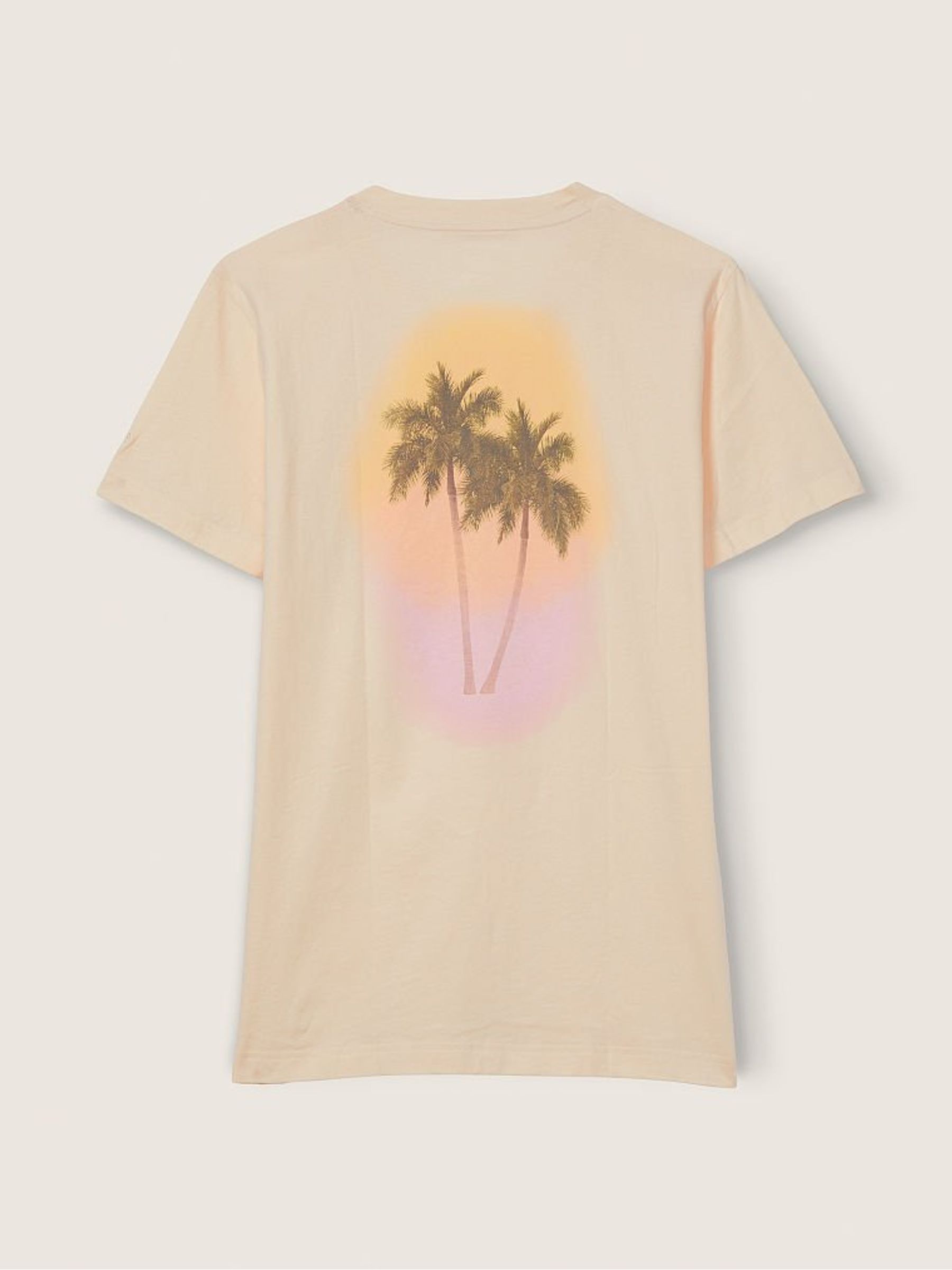 Light Ivory Nude Campus Short Sleeve Notch Neck T-Shirt - Image 4 of 4 Light Ivory Nude Campus Short Sleeve Notch Neck T-Shirt - Image 4 of 4
