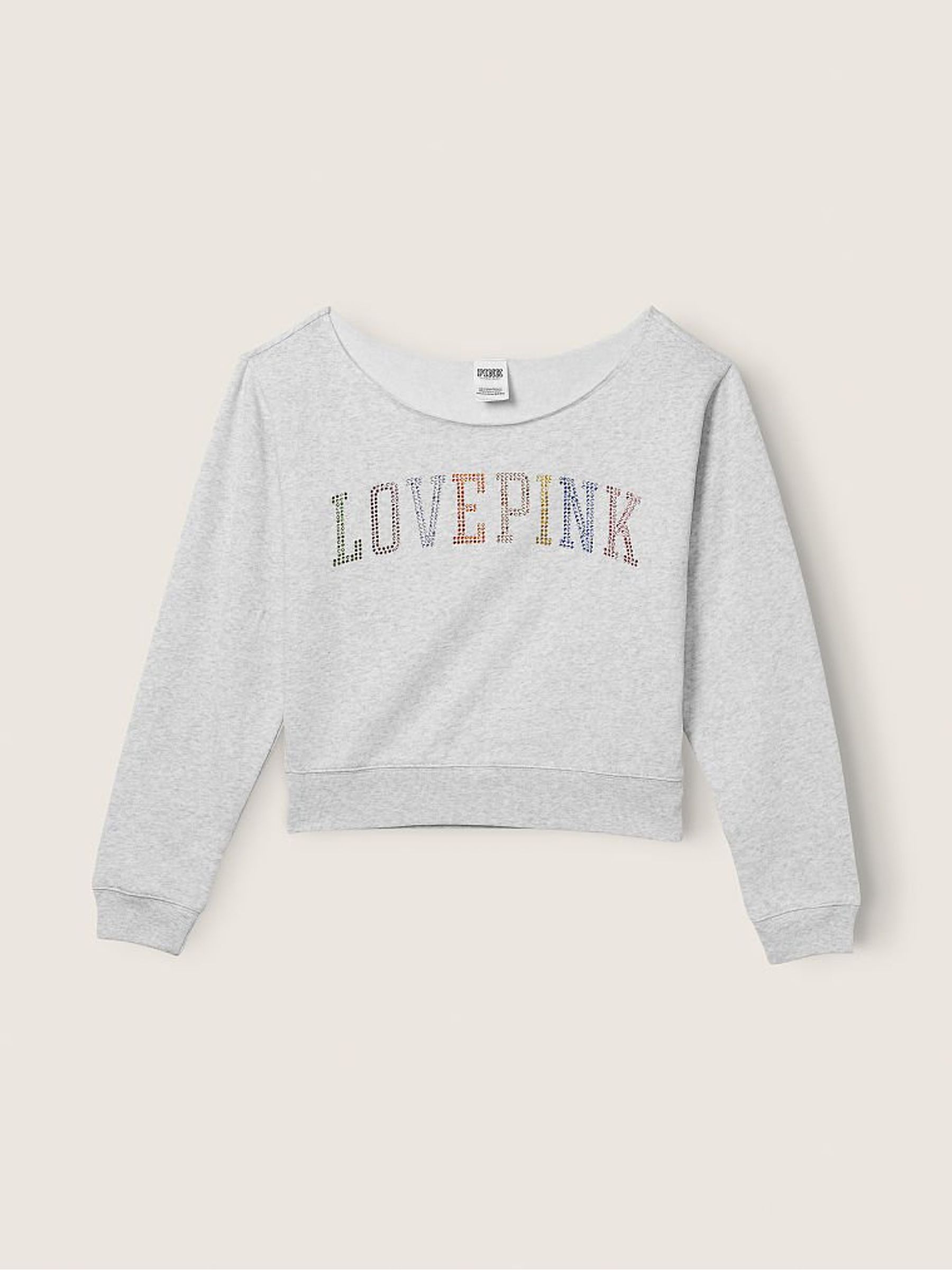 Heather Stone Grey Rainbow Shine Everyday Lounge Open Neck Crew - Image 3 of 4