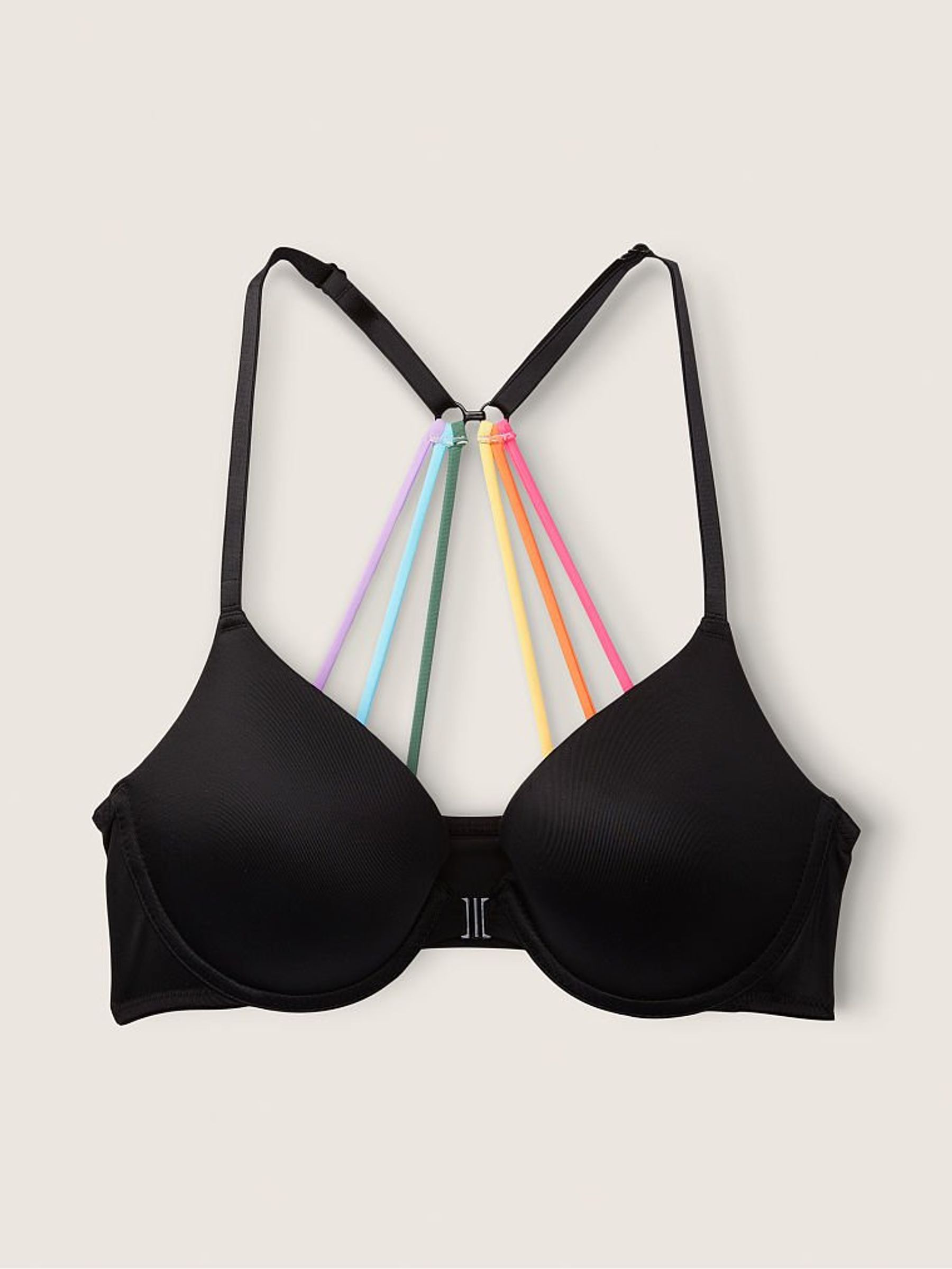 Pure Black Smooth Front Fastening Push Up T-Shirt Bra - Image 3 of 4