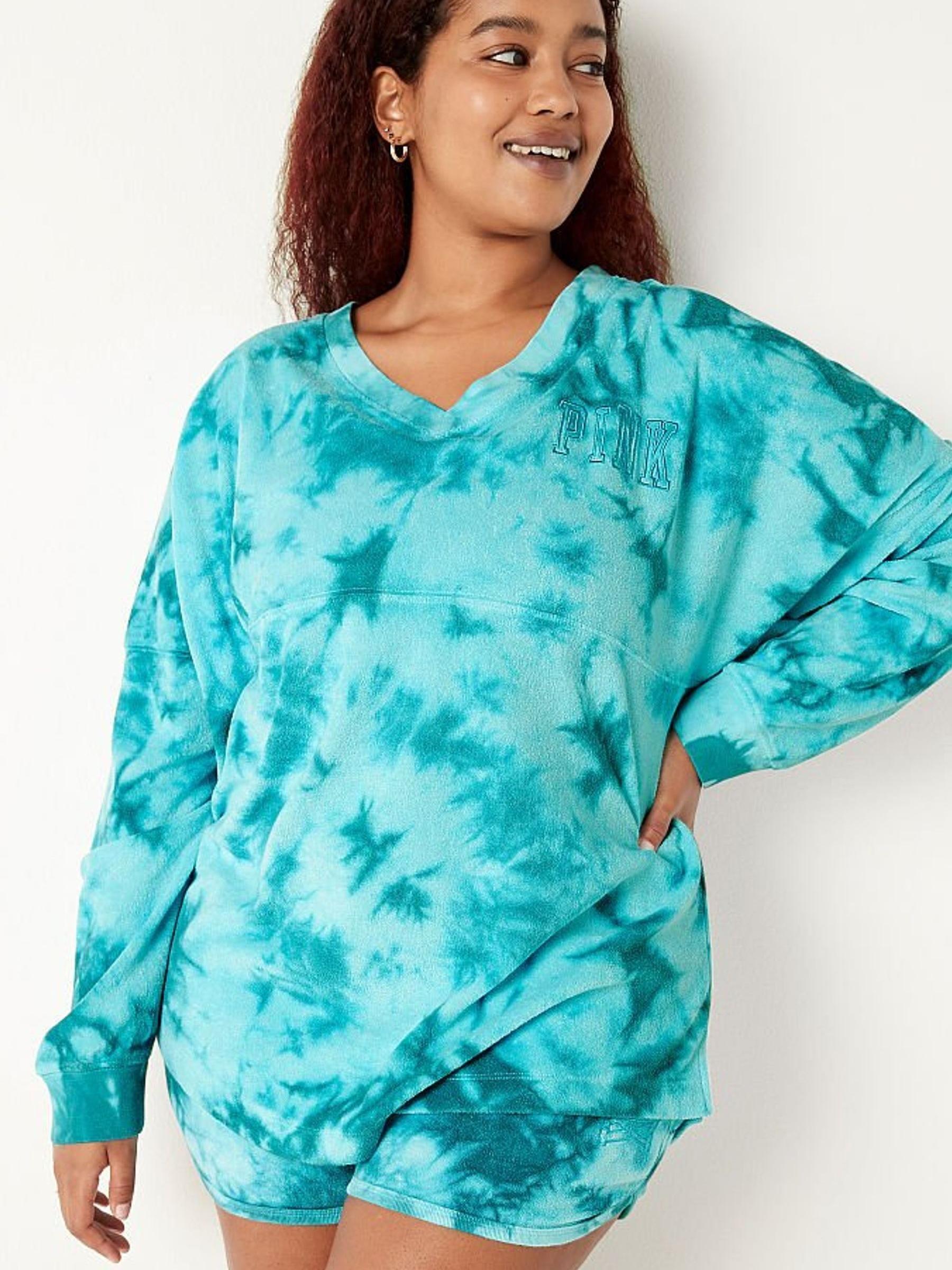 Blue Breeze Cloudy Tie Dye Varsity Beach Terry V Neck - Image 1 of 4