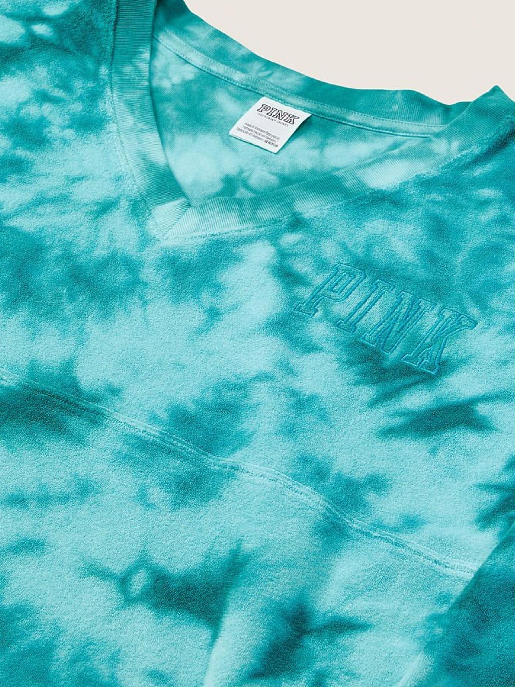 Blue Breeze Cloudy Tie Dye Varsity Beach Terry V Neck - Image 4 of 4
