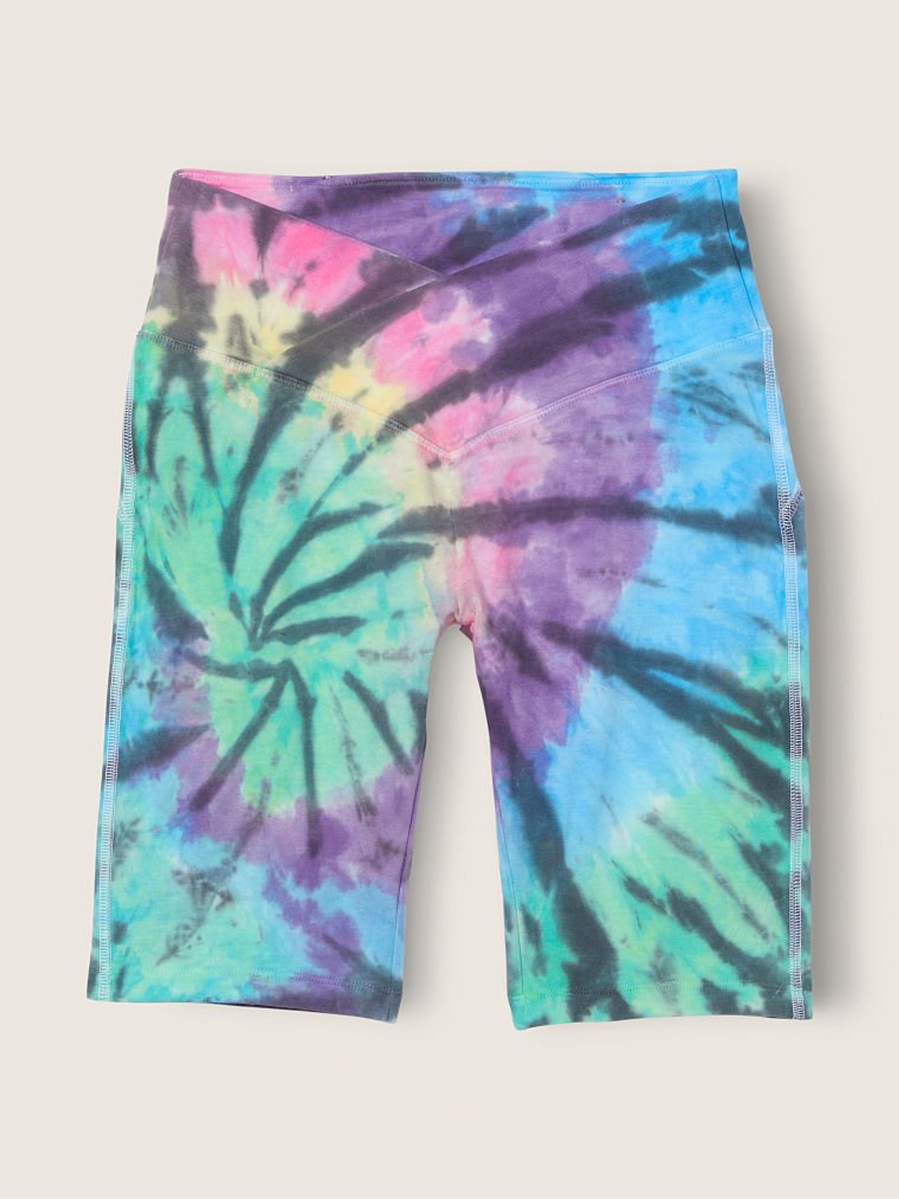 Rainbow Tie Dye Cotton High Waist " V Crossover Bike Short - Image 3 of 4