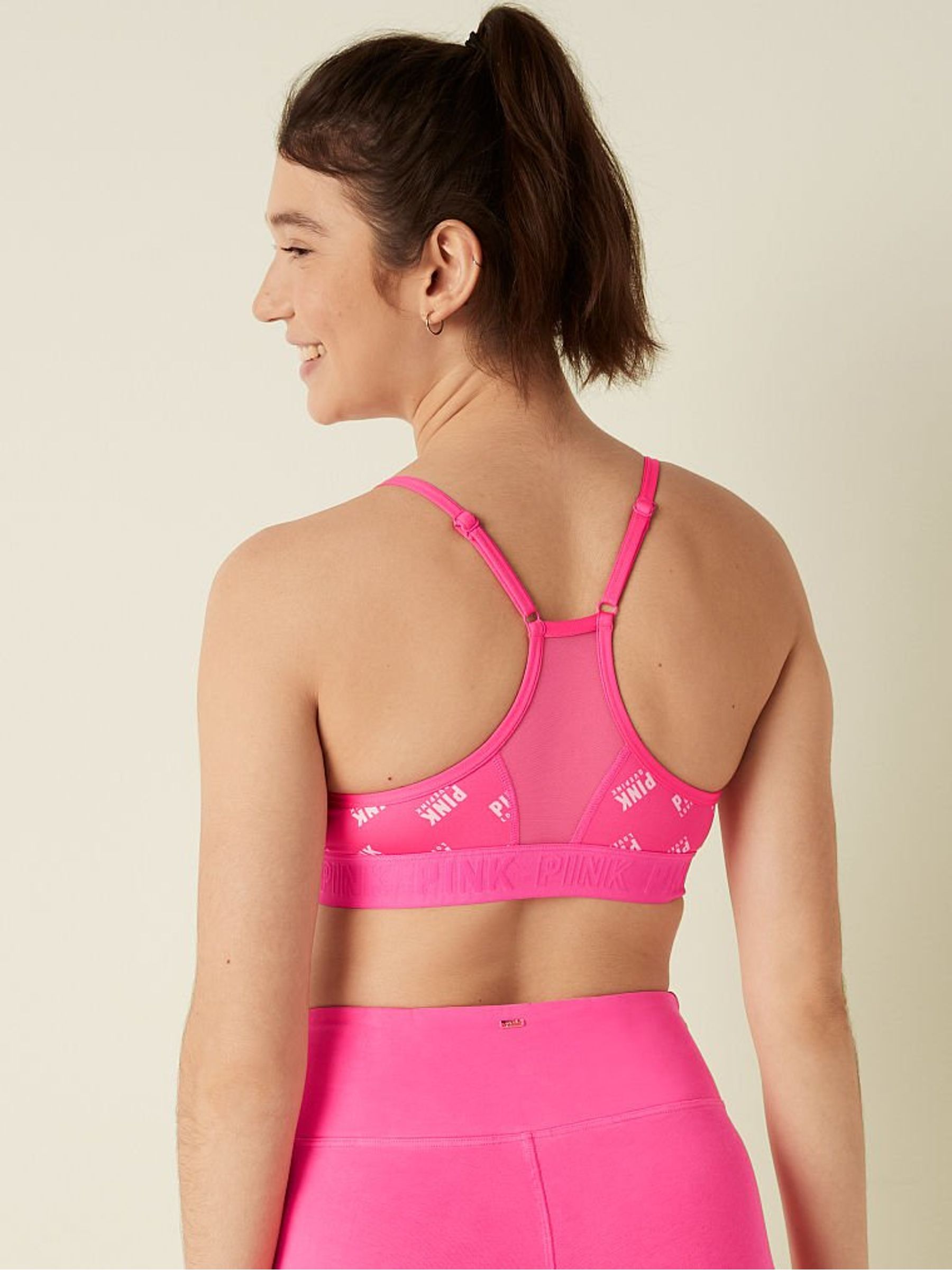 Capri Pink Logo Lightly Lined Low Impact Sports Bra - Image 2 of 4
