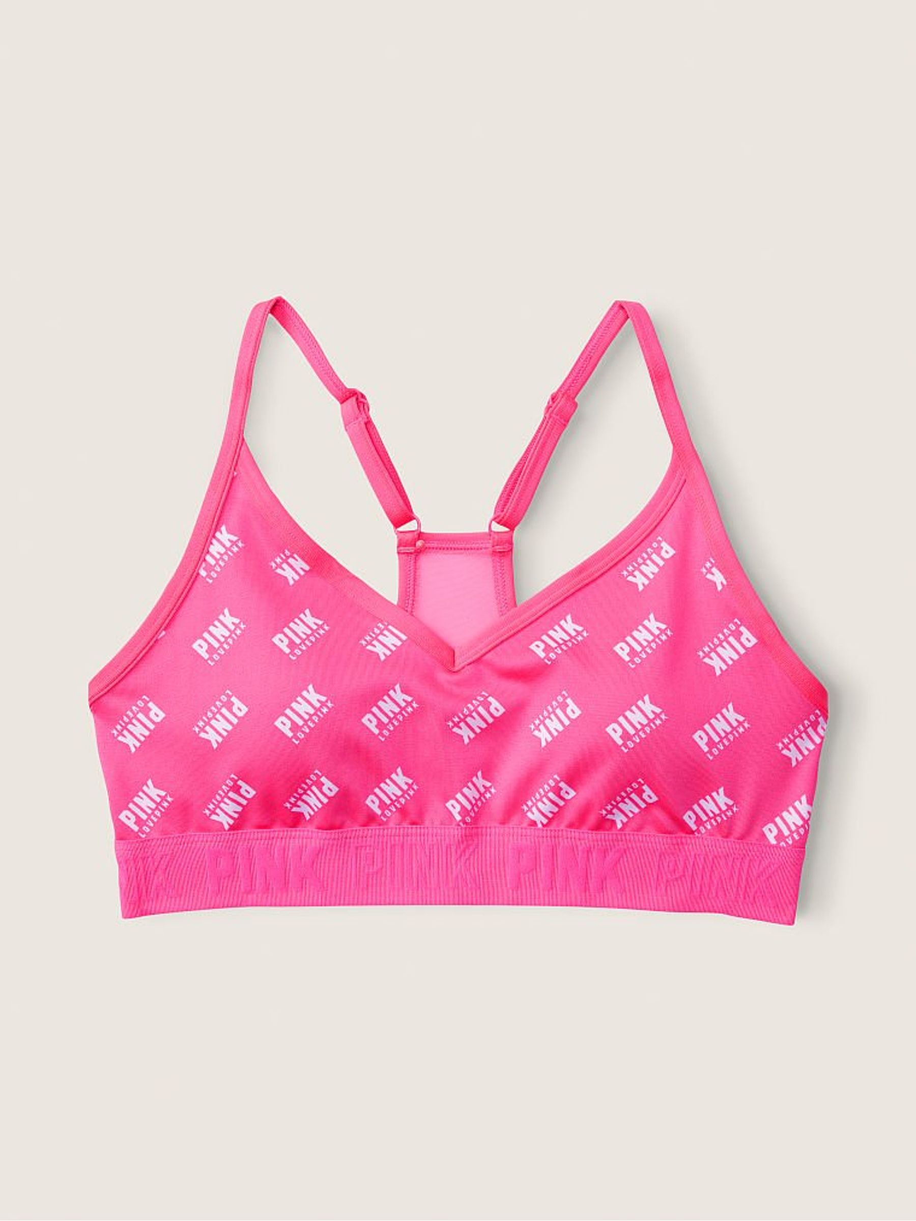 Capri Pink Logo Lightly Lined Low Impact Sports Bra - Image 3 of 4