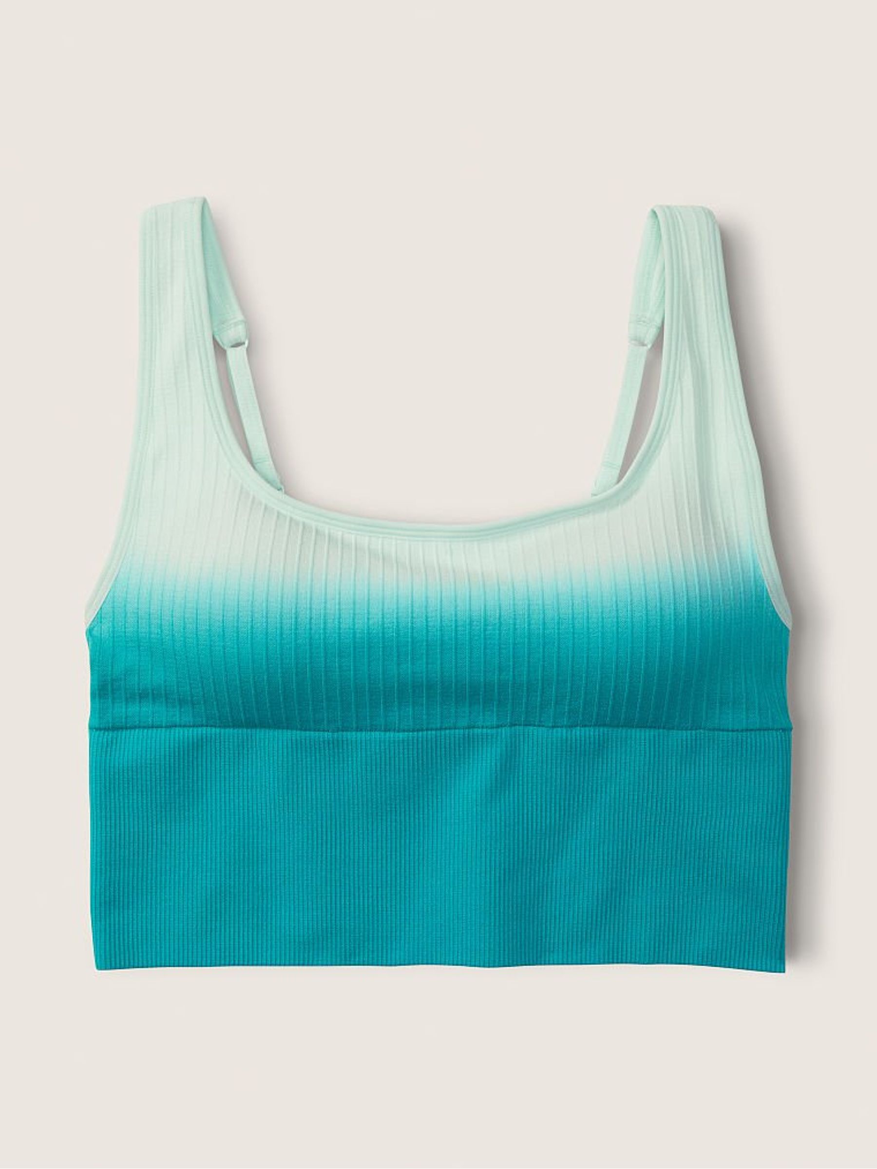 Blue Glass/ Capri Sea Ombre Seamless Lightly Lined Scoop Neck Sports Bra - Image 1 of 2