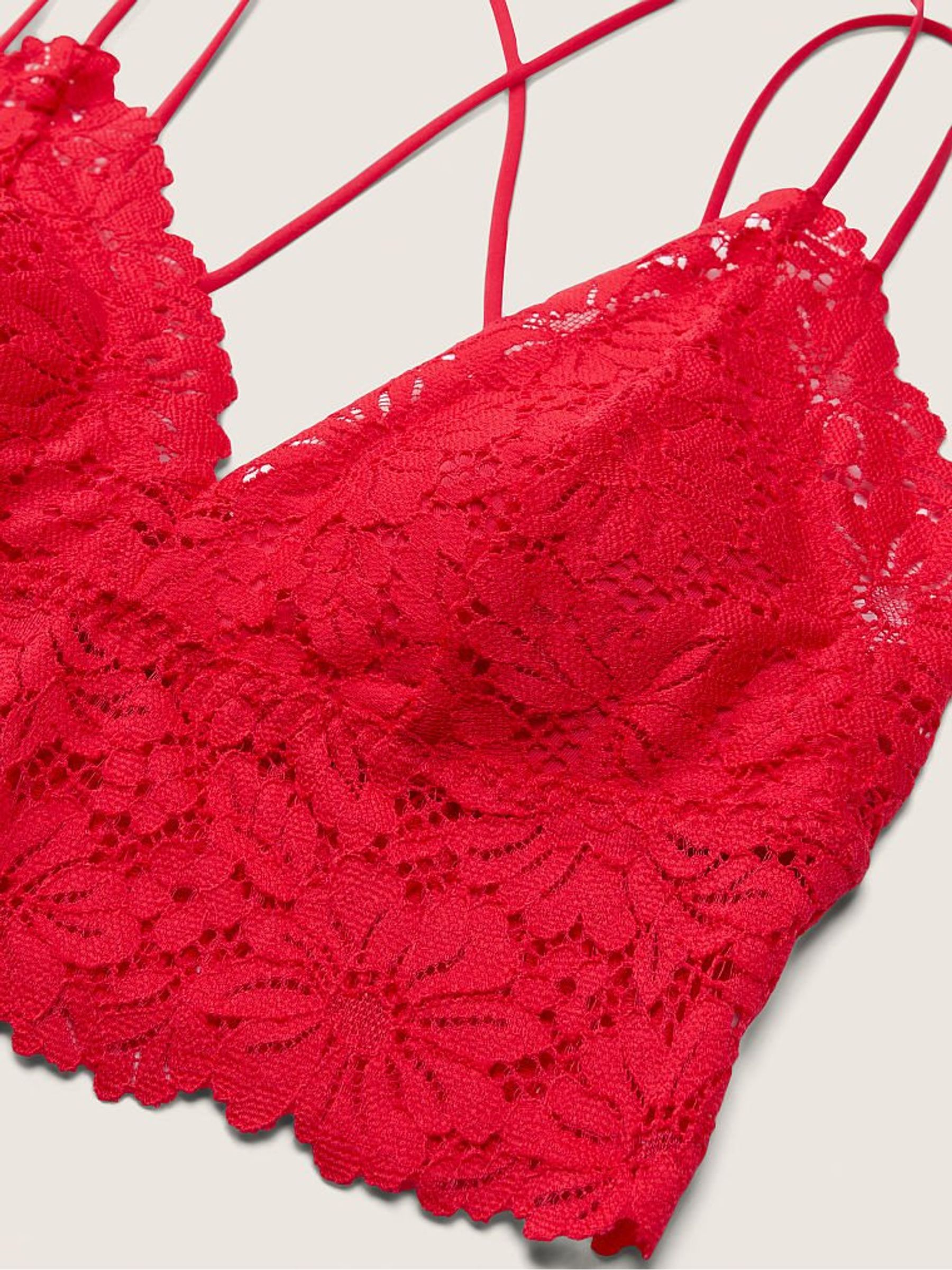 Red Pepper Lace Strappy Back Longline Bralette - Image 3 of 3