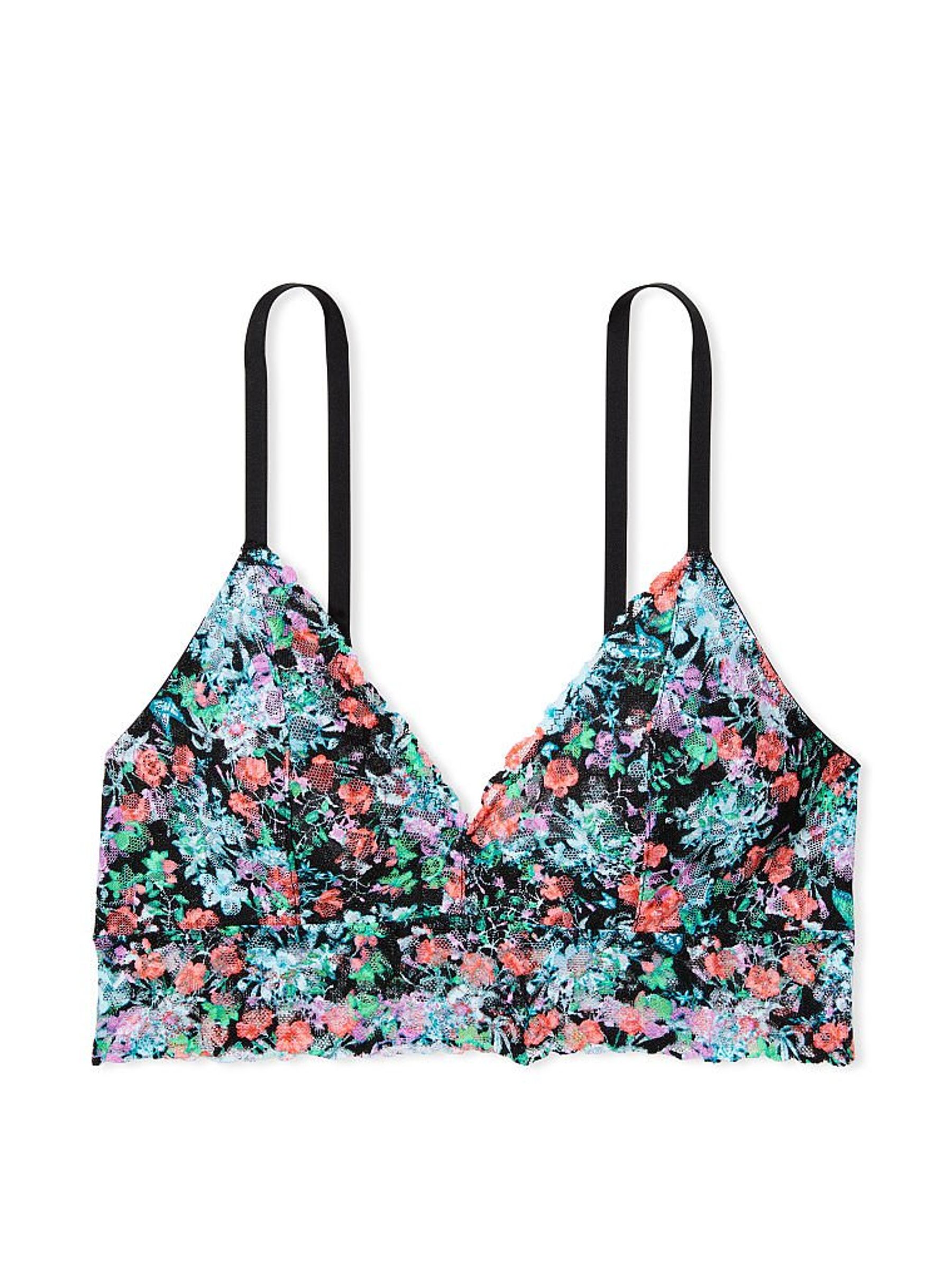 Black Rainforest Floral Lace Unlined Bralette - Image 3 of 4