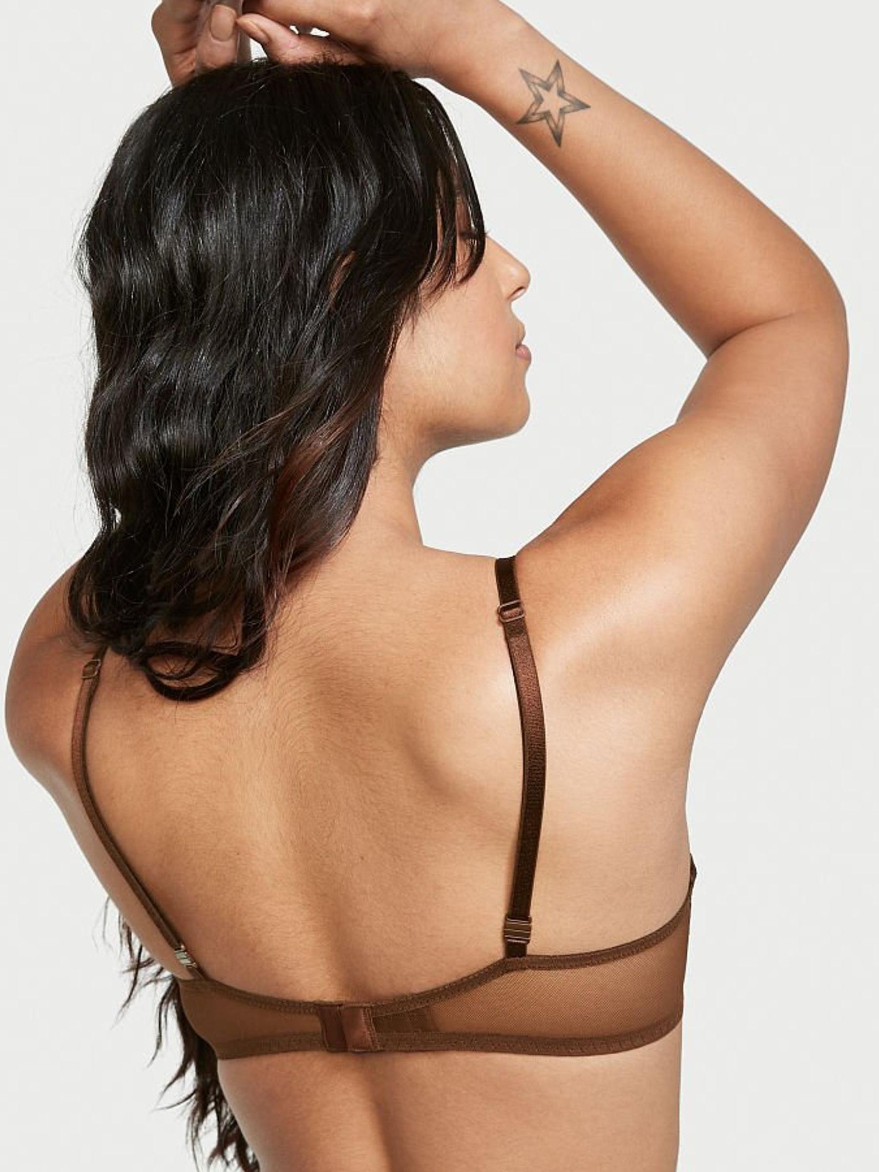 Dark Brown Lace Plunge Push Up Bra - Image 2 of 4