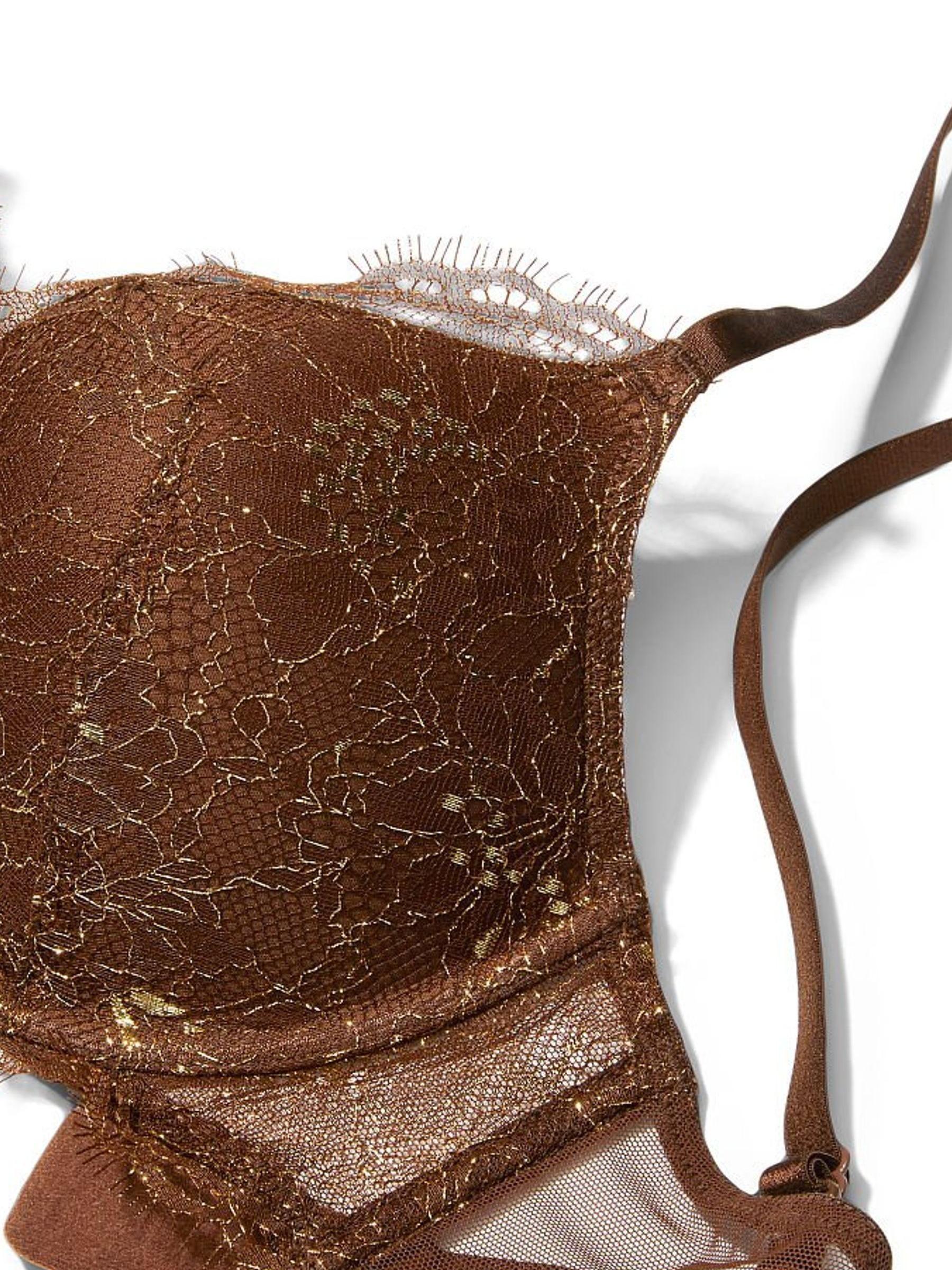 Dark Brown Lace Plunge Push Up Bra - Image 4 of 4