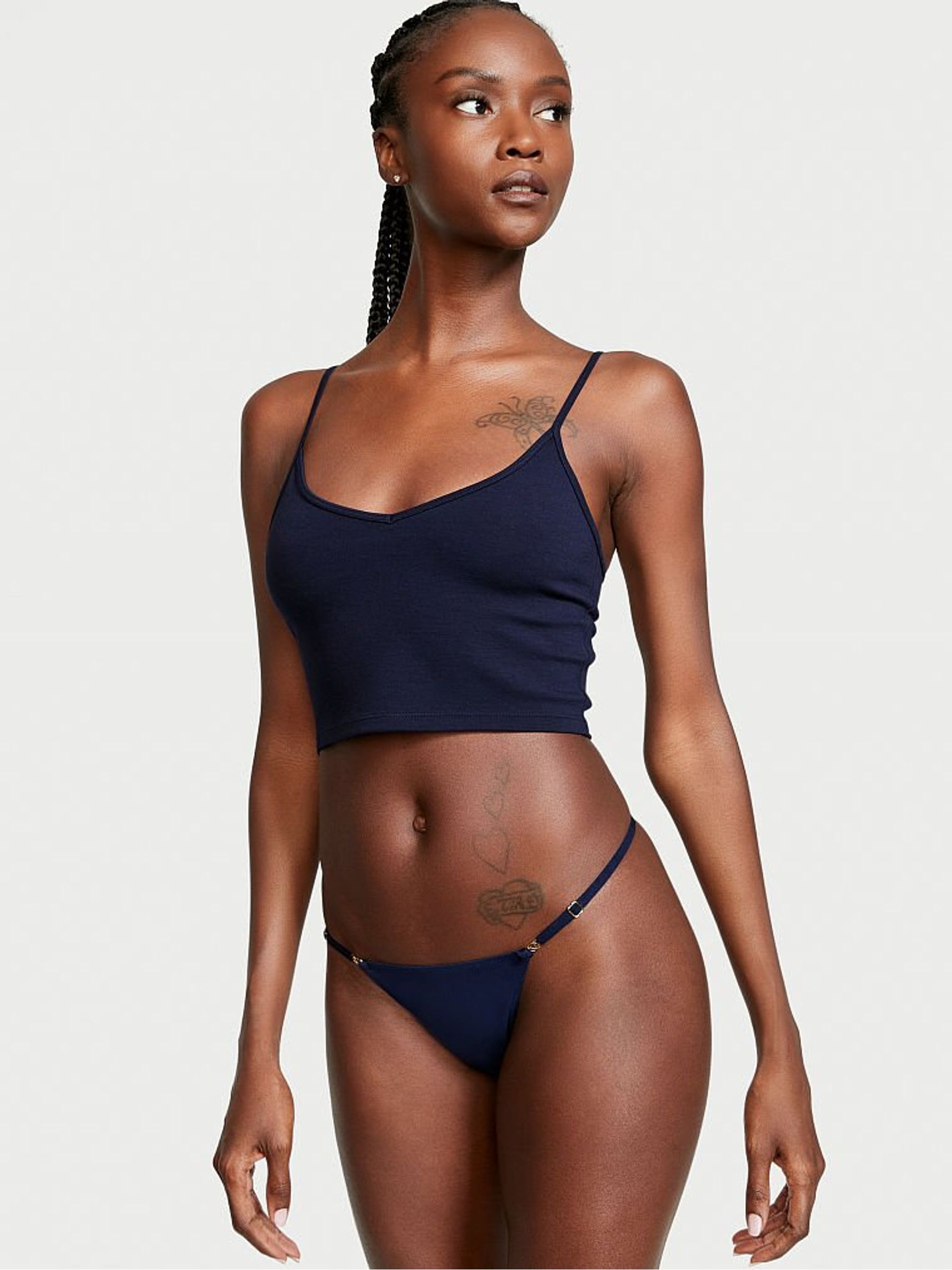 Ensign Navy Blue Smooth Thong Knickers - Image 1 of 1