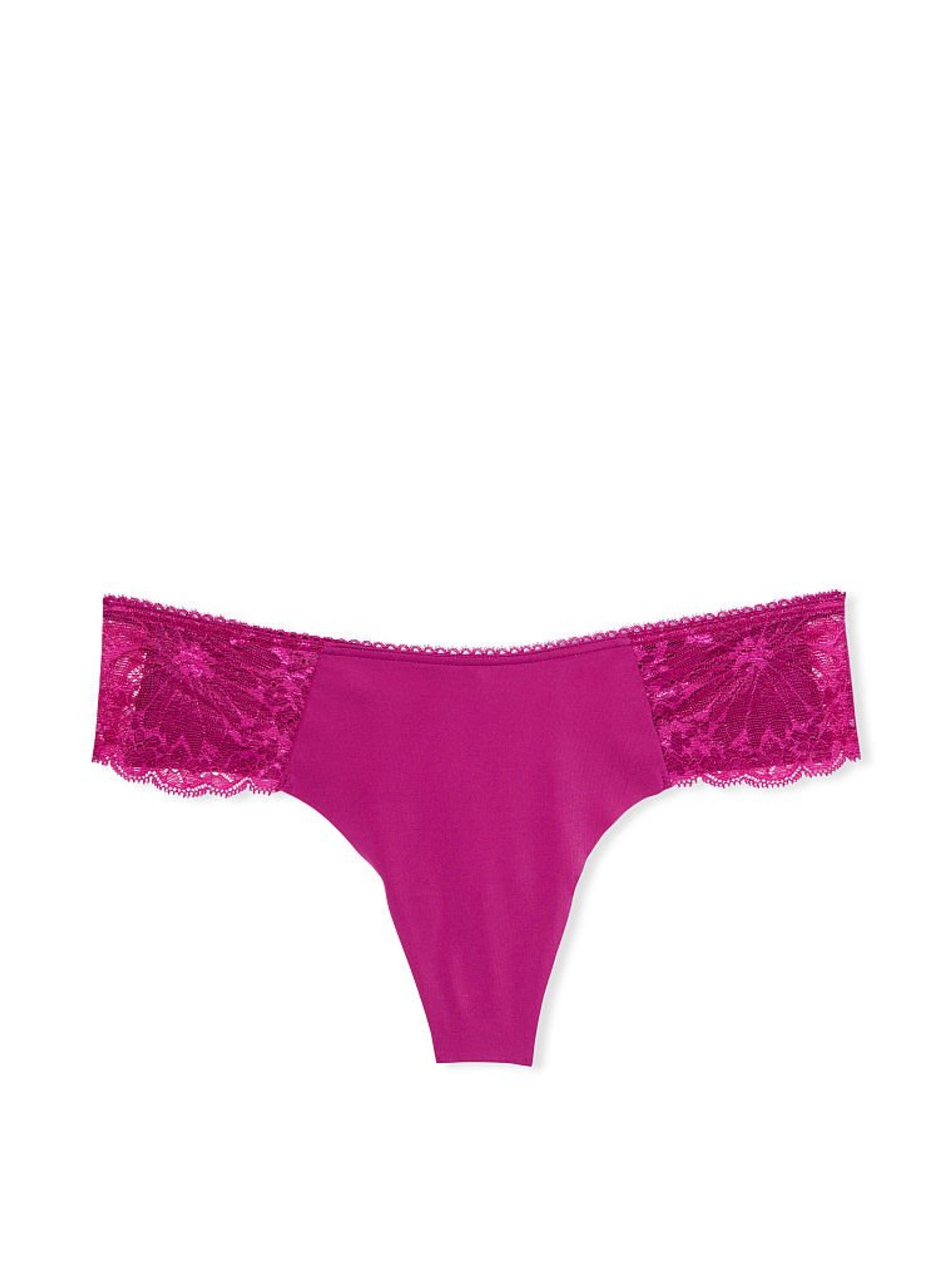 Ophelia Pink Lace No Show Thong Panty - Image 3 of 3