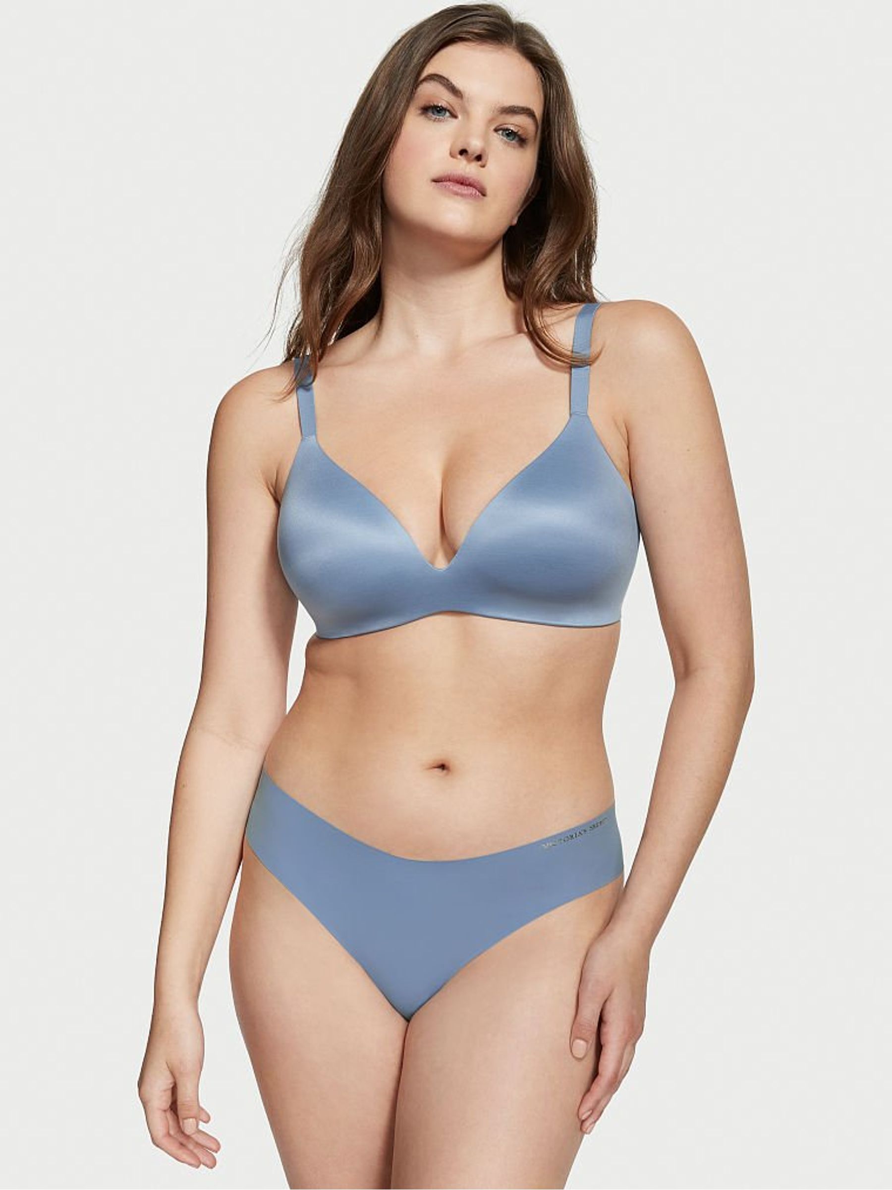 Faded Denim Blue Smooth No Show Thong Knickers - Image 3 of 4