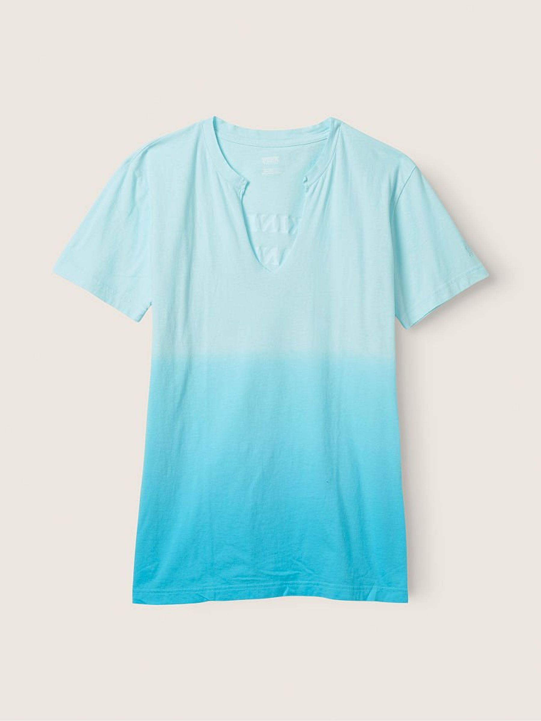 Blue Breeze Dip Dye Campus Short Sleeve Notch Neck T-Shirt - Image 1 of 3