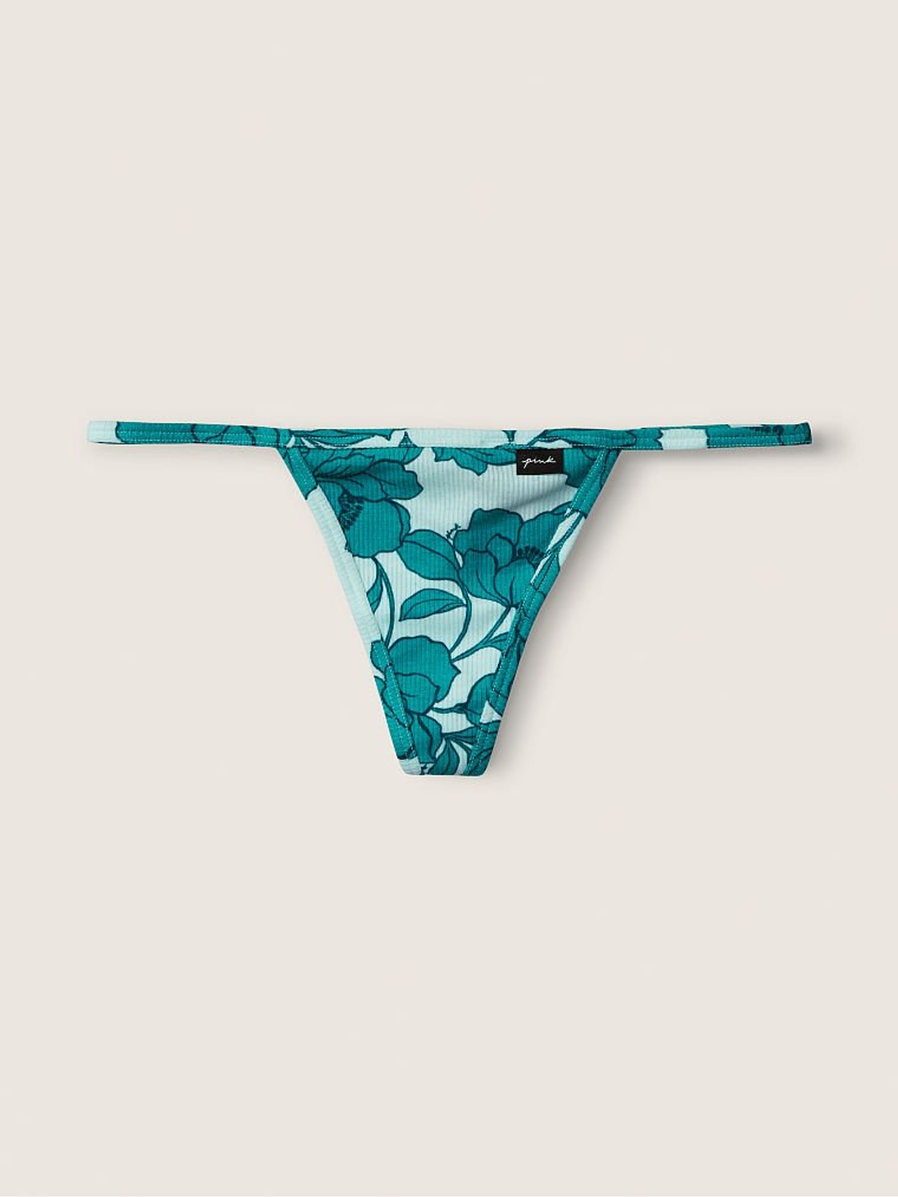 Blue Glass Drawn Floral Cotton Vstring - Image 1 of 2