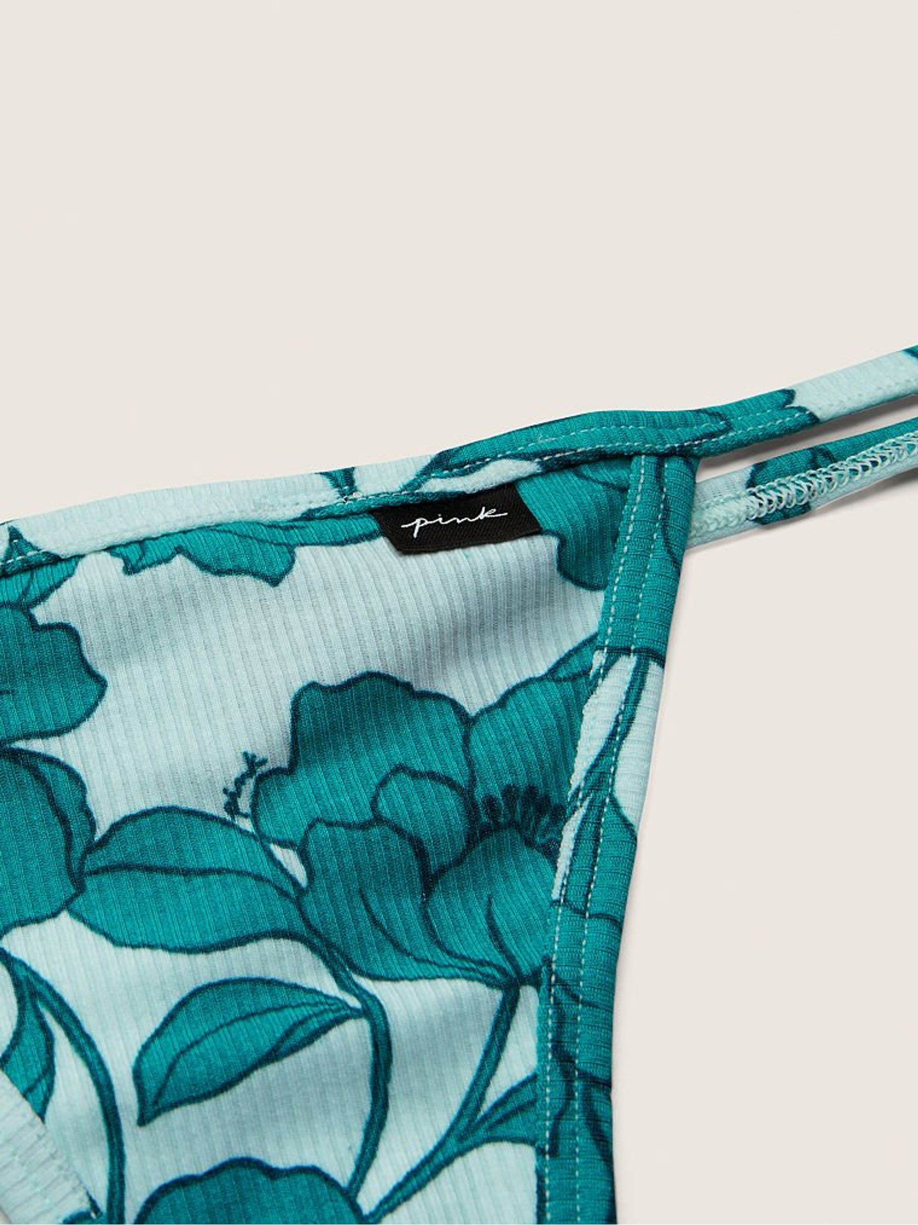 Blue Glass Drawn Floral Cotton Vstring - Image 2 of 2