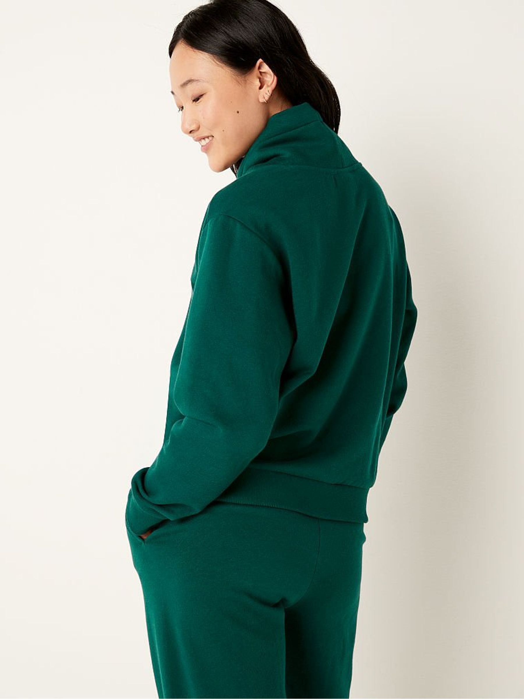Dark Green Everyday Lounge Cowl Neck Pullover - Image 2 of 4