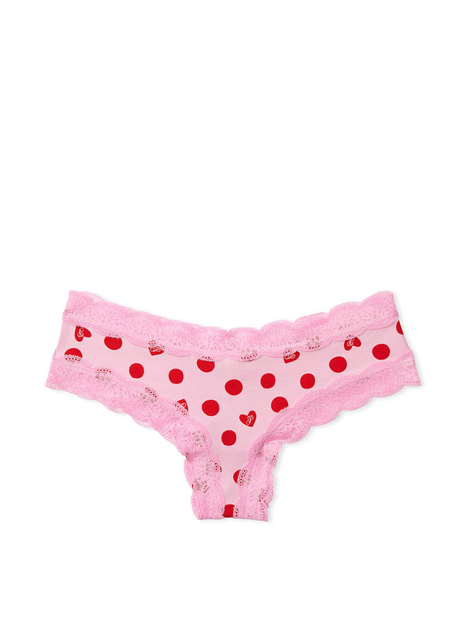 Pink Bubble Heart Print Lace Trim Cheekster Knickers - Image 3 of 3
