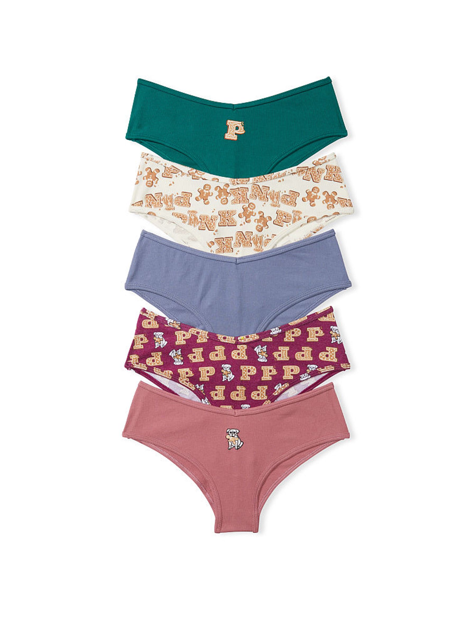 Green/Blue/White/Red Print Cheeky Cotton 5 Pack Knickers - Image 1 of 1