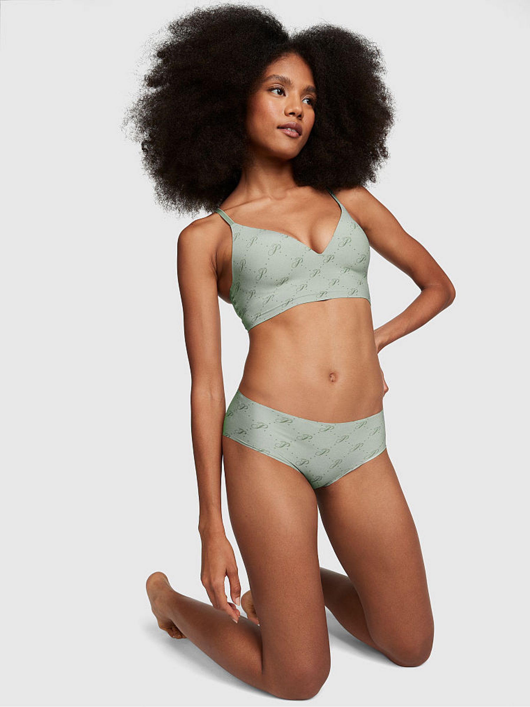 Iceberg Green Script Non Wired Push Up Lounge Bralette - Image 3 of 4