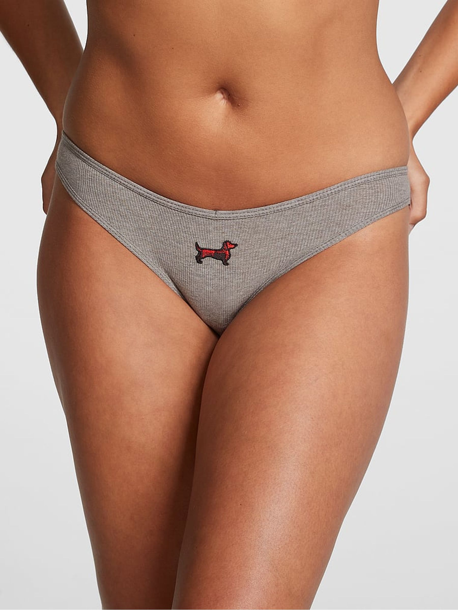 Clay Grey Dog Cotton Bikini Knickers - Image 1 of 3