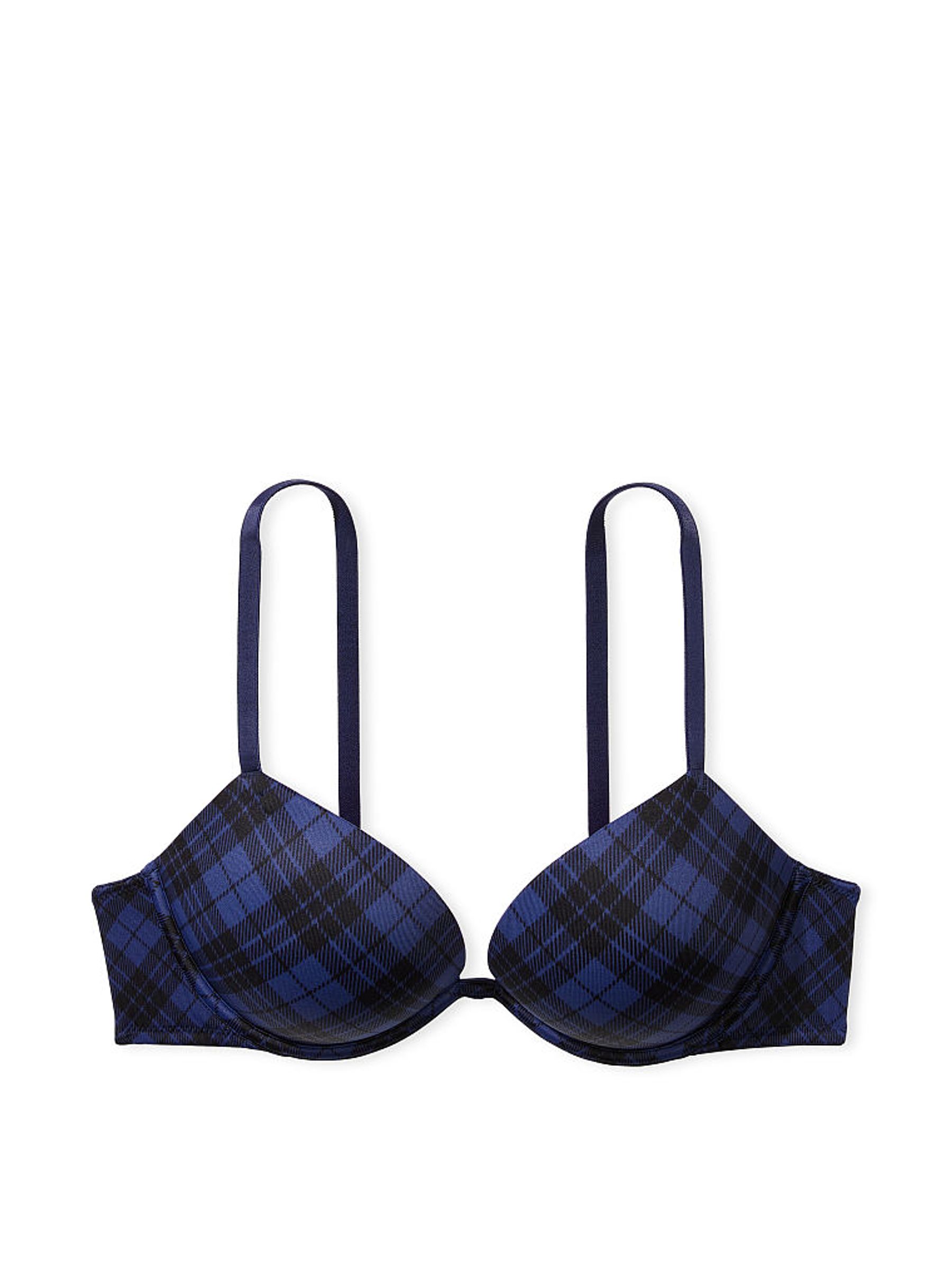Midnight Navy Blue Tartan Super Push Up Bra - Image 4 of 4