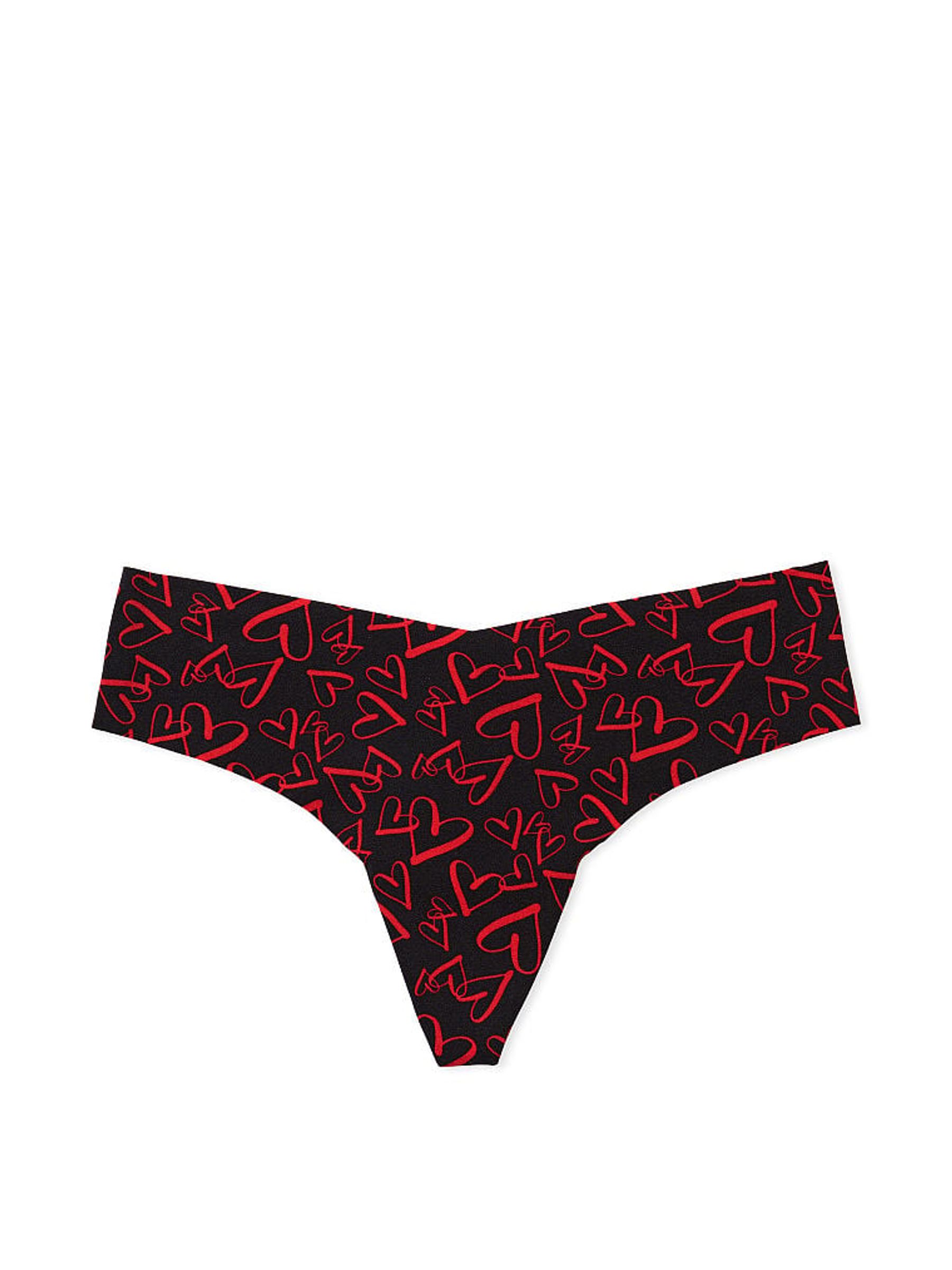 Black Outline Heart  Smooth Thong Knickers - Image 4 of 4
