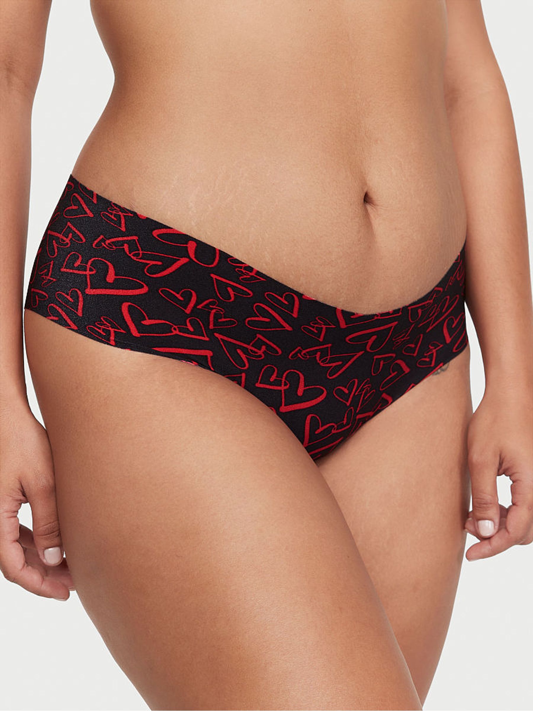 Black Outline Heart  Smooth Cheeky Knickers - Image 1 of 1